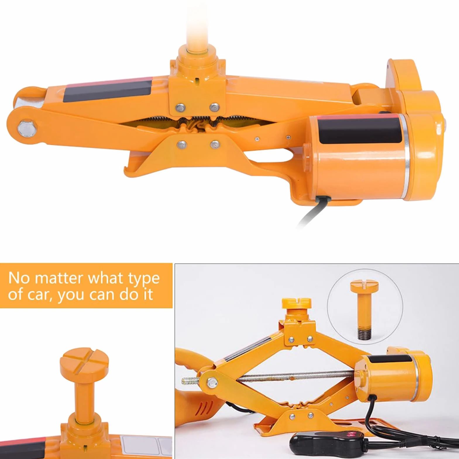 Martinetto Elettrico 3 Tonnellate 12V 15A Kit Attrezzi con Custodia per Cambio Pneumatici 12-35 cm