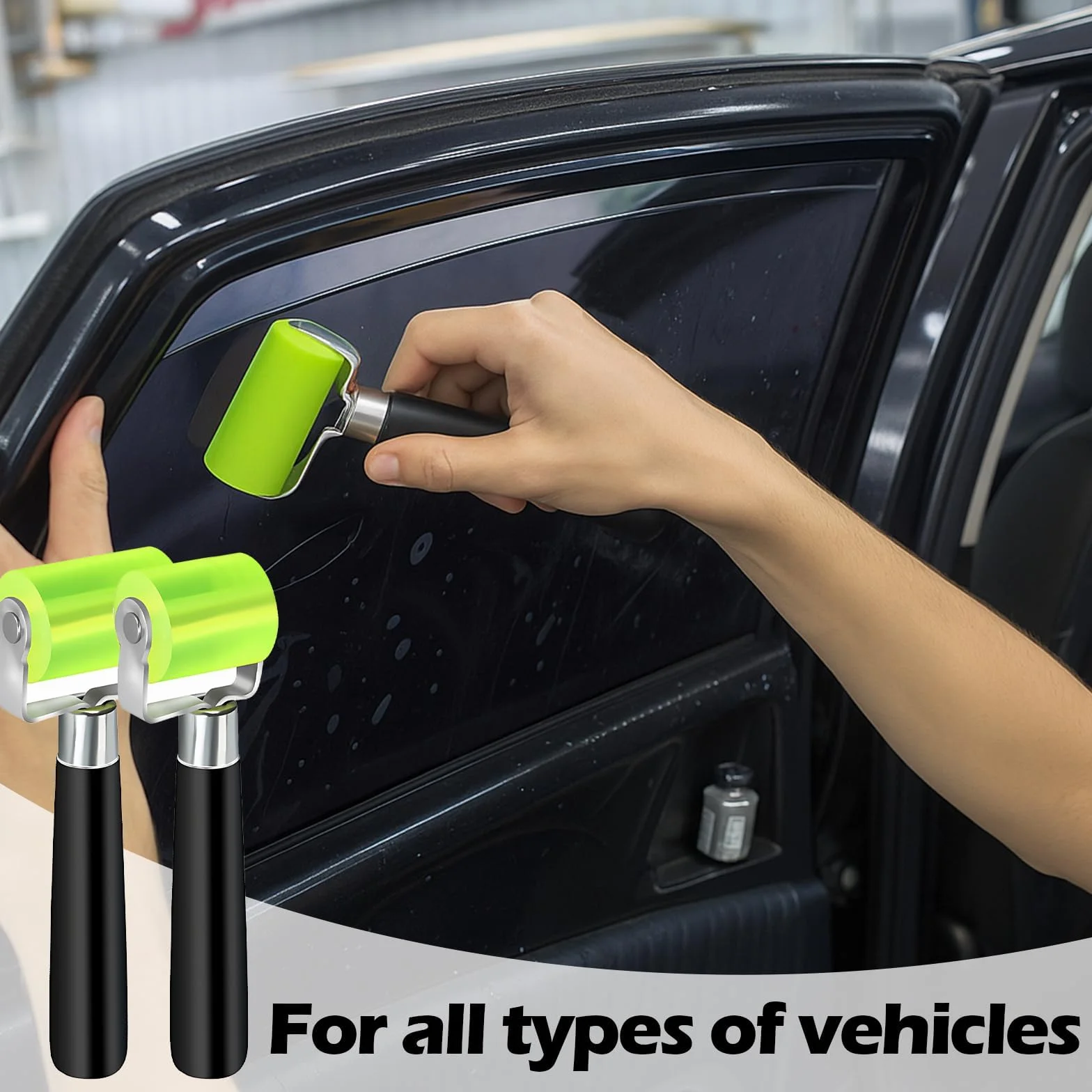 KAIYAYA 2 Pezzi Rullo di Pressione in Silicone 30 mm e 50 mm Rullo Fonoassorbente per Auto Rullo di Pressione Cuscinetto per la saldatura di teloni in PVC con 2 Spatole di Pellicola