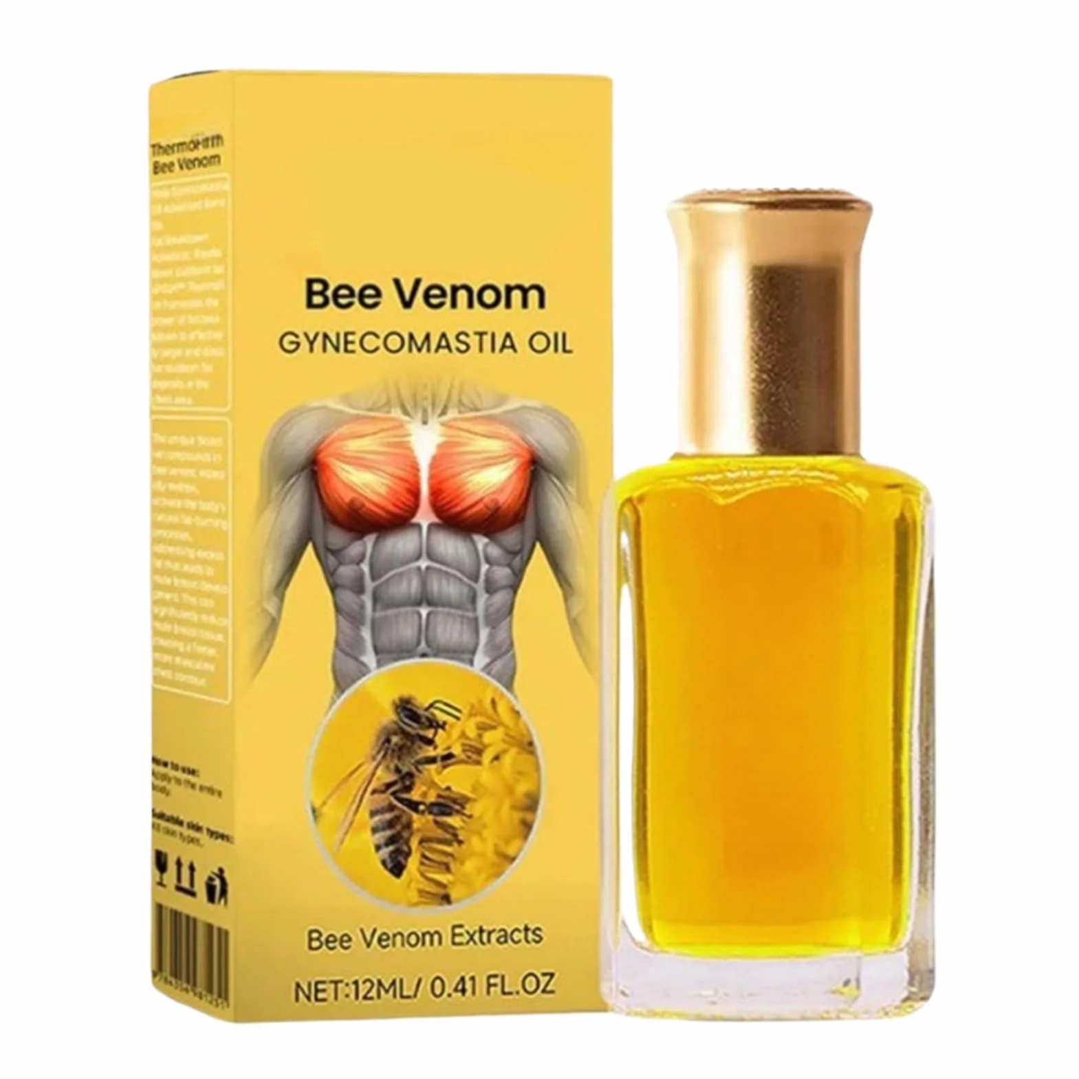 Olio D'ape Bee Venom 12ml Assorbimento Rapido Formula Naturale Rassodamento Petto Sviluppo Maschile
