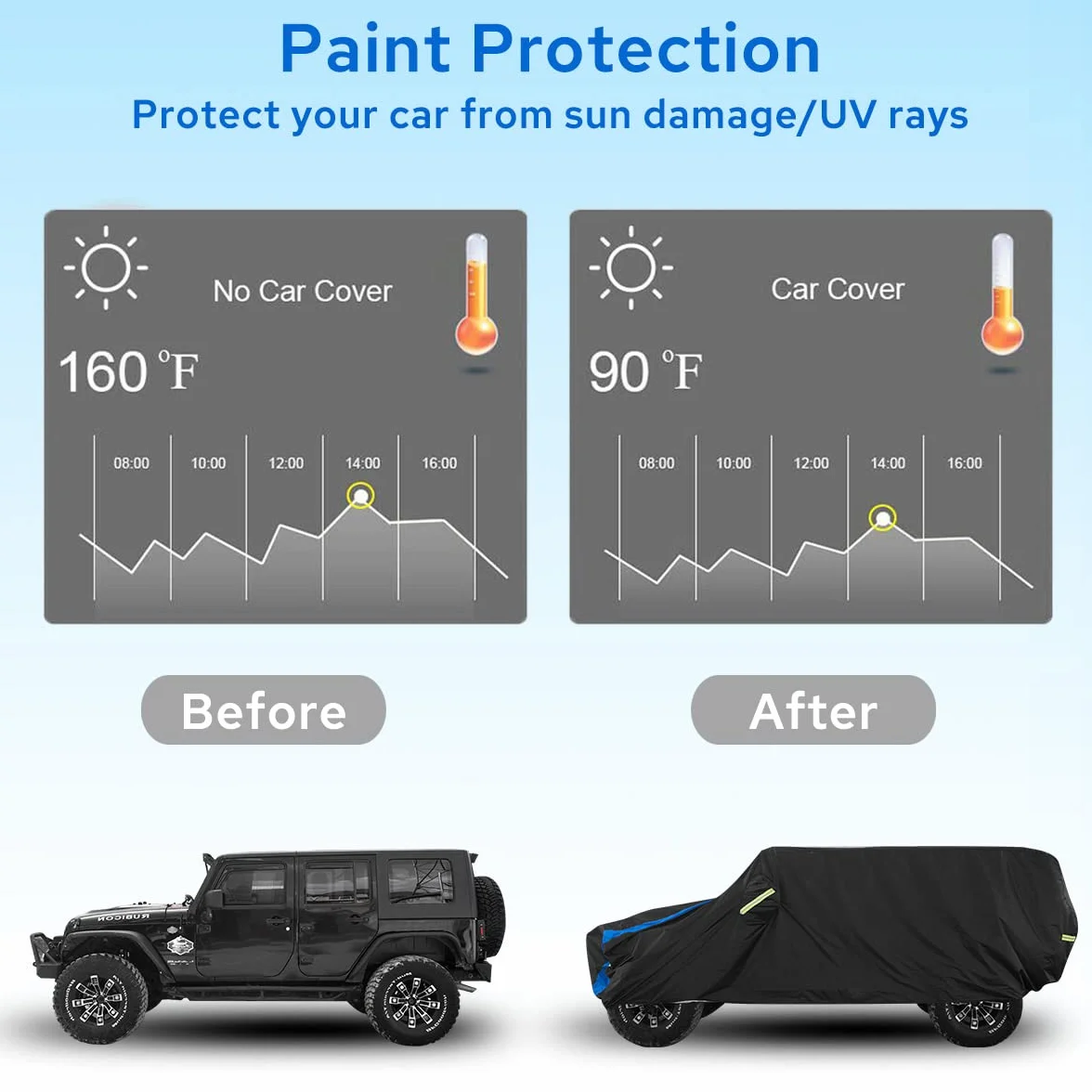 Avecrew Copertura impermeabile per Jeep Wrangler 4 porte, tutte le condizioni atmosferiche per Jeep Rain Cover per automobili, esterno completo esterno per Jeep Covers Fits JK JL TJ YJ CJ