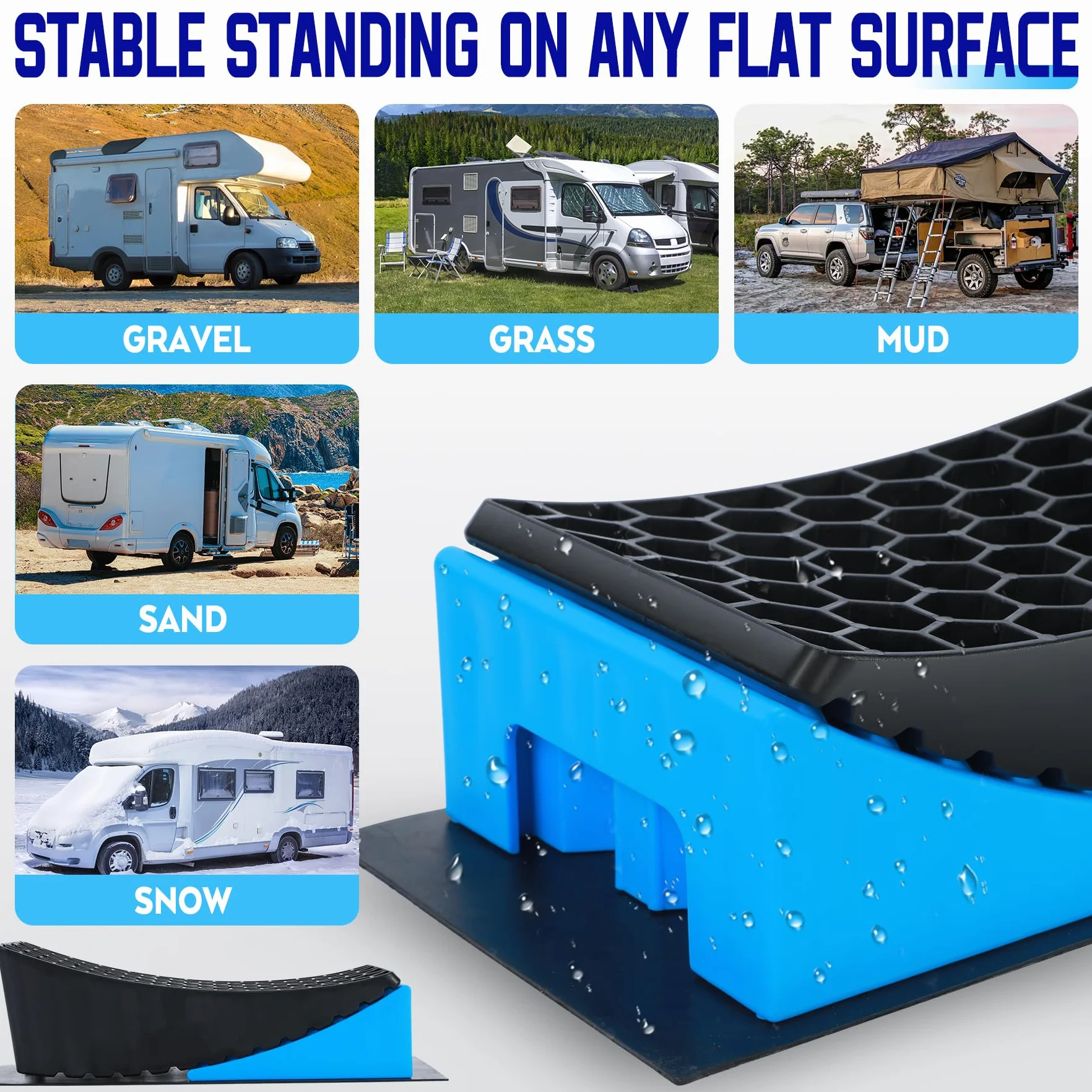 Cunei livellatori per Camper, 2 Pezzi, Rampe Sollevamento Auto fino a 5000 Kg, blue