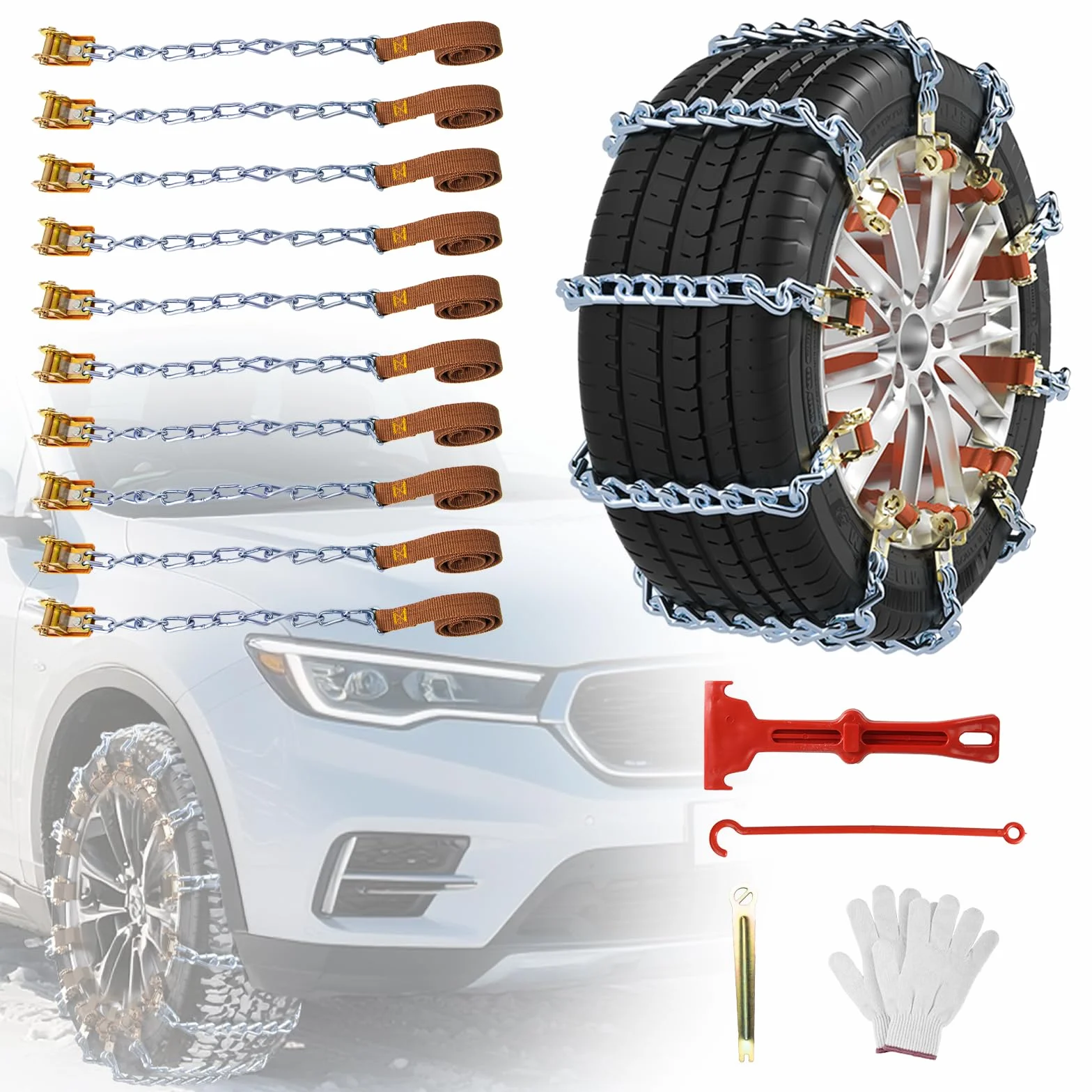 Ninonly Catene da Neve Universali Auto Camion SUV 165-265 mm 10 Pezzi