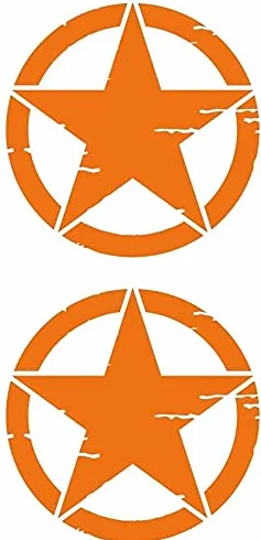 Set di 2 adesivi Stella Militare vintage distrutta US Army 4x4 fuoristrada varie misure e colori (Arancione, 4 cm)
