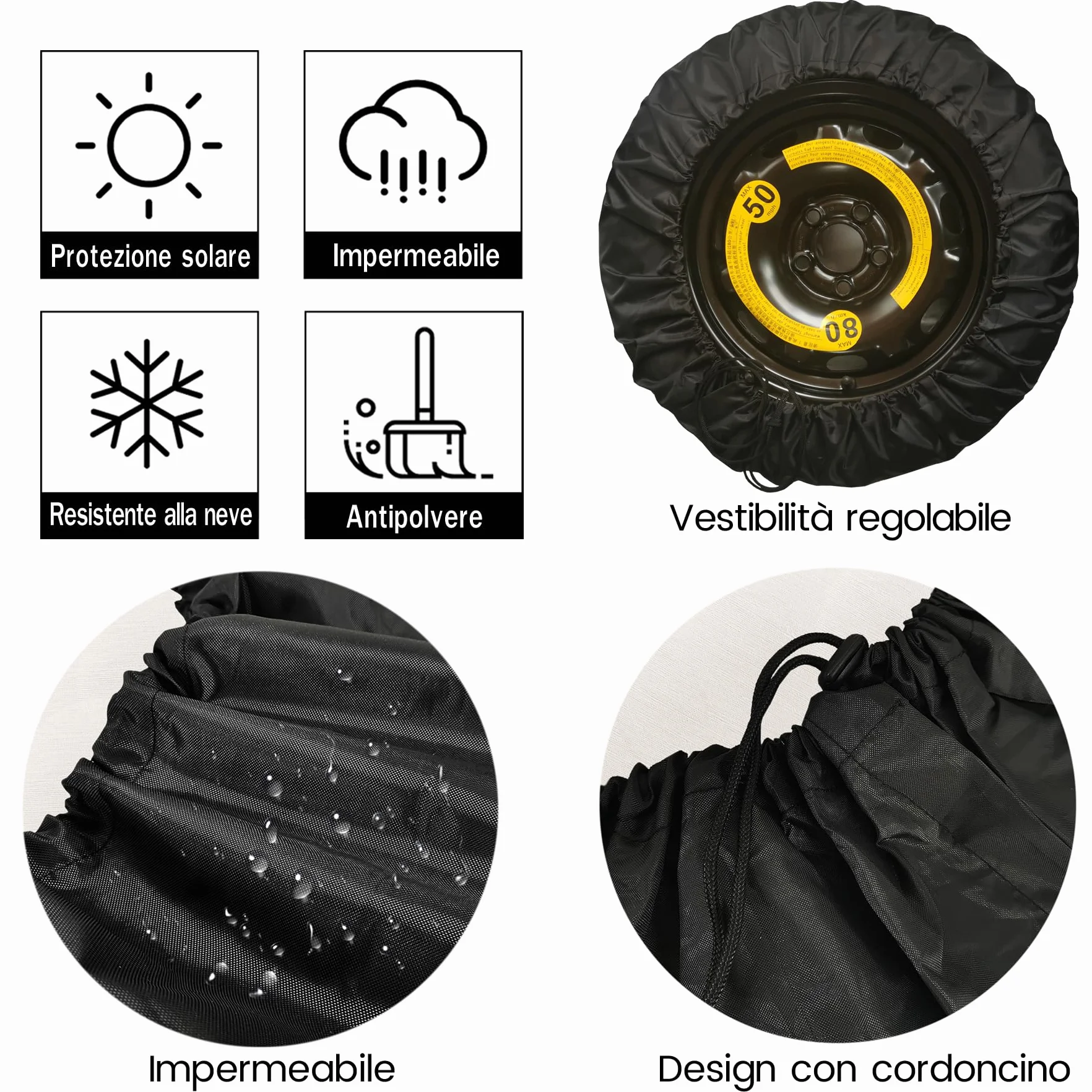 ITINSPACE Telo Copri Camper Impermeabile 16 Pollici (75-79 cm)