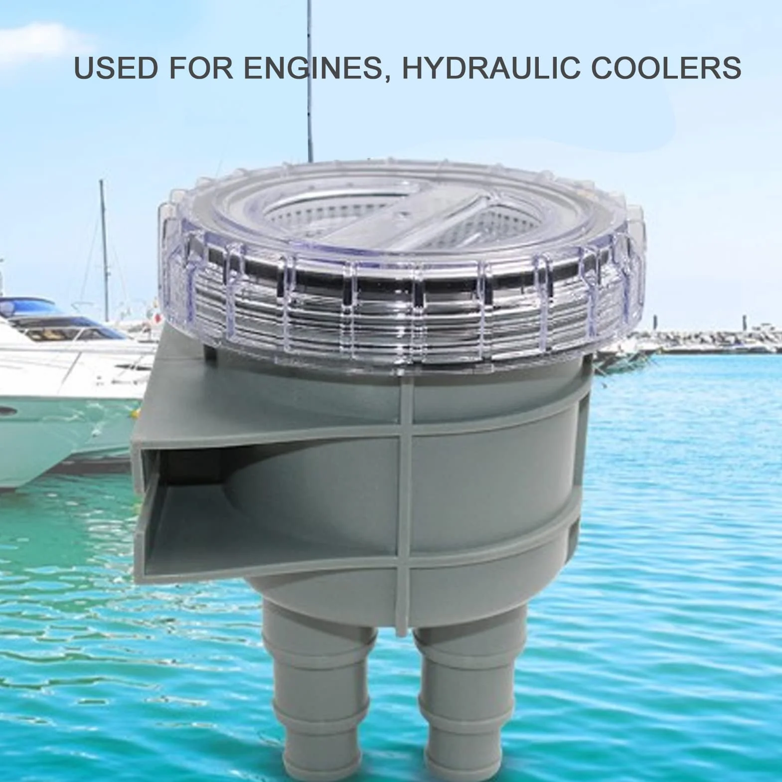 FLEXMAN Filtro per Acqua di Mare Grezza, Cestello di Aspirazione con Guscio Trasparente per Motori