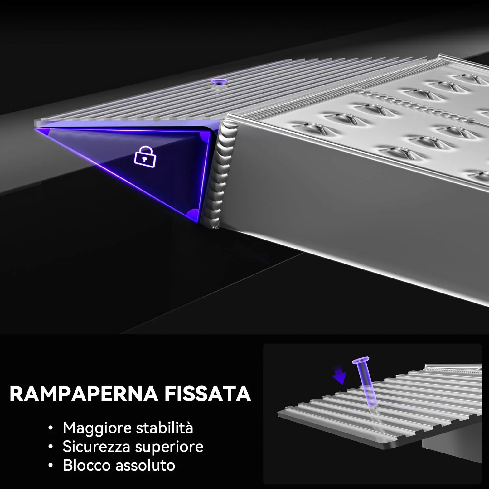 FACHNUO Rampa di carico stabile in alluminio, 100 x 30 cm, capacità di carico 680 kg, antiscivolo per capannone/tosaerba, per spazzaneve e moto, crossbike e ATV, set da 2, colore: Argento