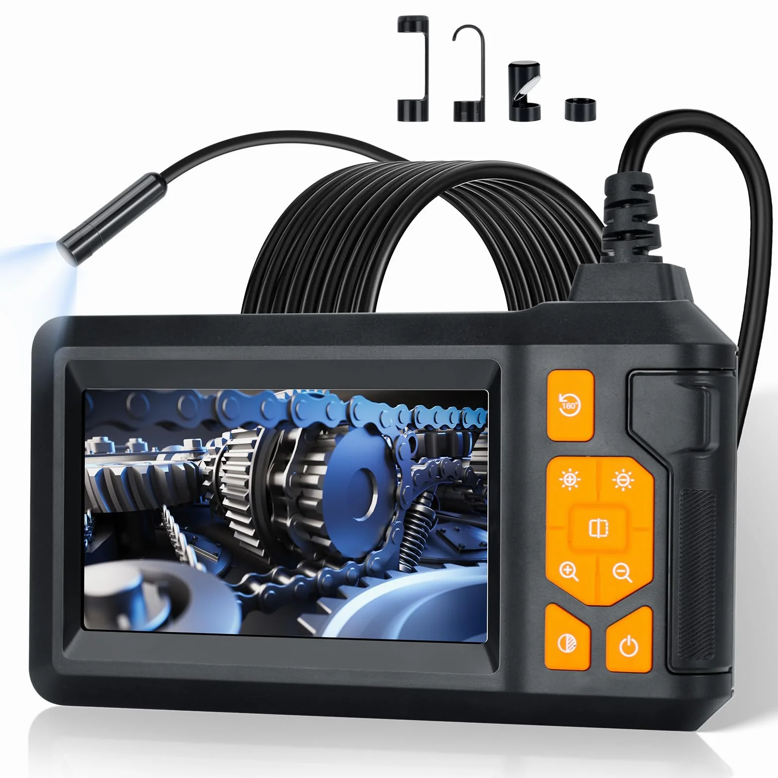 Endoscopio Industriale HD 10800P 5M Sonda Impermeabile con Telecamera LCD 4.3" 8 LED Cavo Semirigido