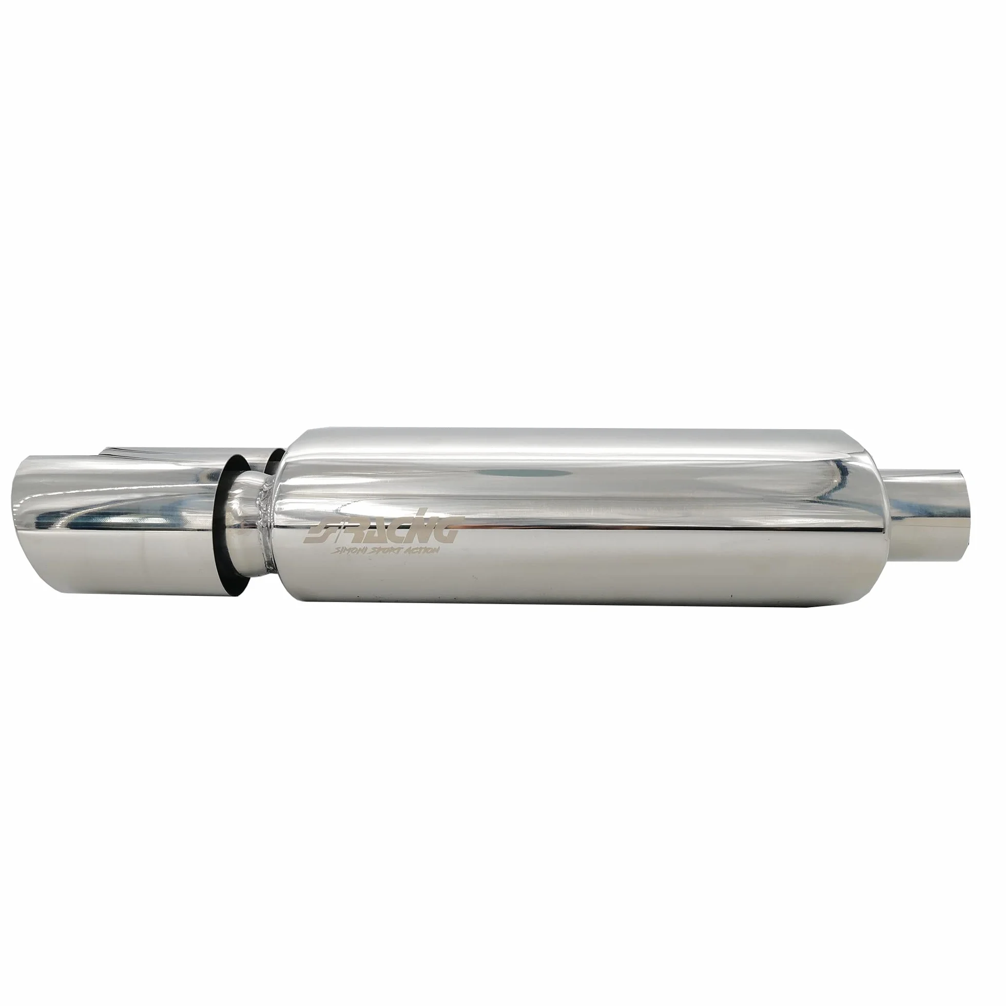 Simoni Racing ESR633 Rifle Marmitta Sportiva Universale, Marmitta Sportiva, Scarico Universale per Auto, Uscita Tonda Doppia, in Inox