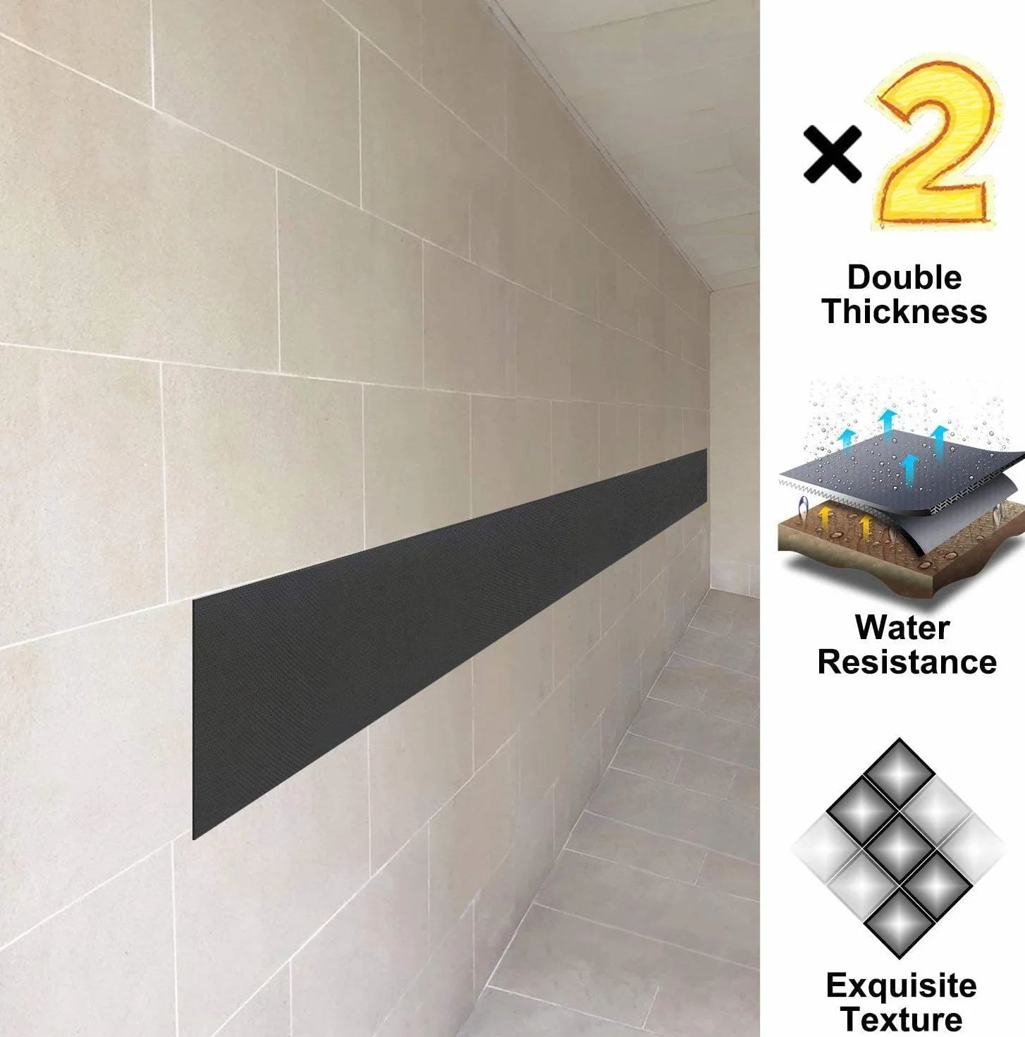 Queta Paracolpi Garage Auto Set da 2 Rotoli, Protezione Murale Autoadesiva, 2mx20cmx4mm, Strisce Adesive Ammortizzanti Portiera Paraurti Pannelli Pareti Box