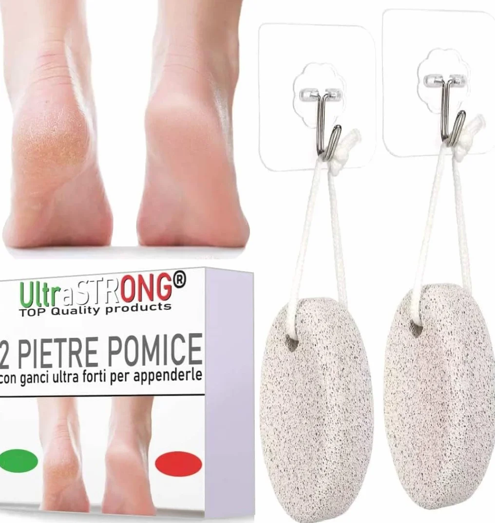 Pietra Pomice Per Piedi UltraSTRONG 2 Pezzi - Esfoliante Piedi Pedicure Naturale Scrub Rimozione Pelle Morta Calli