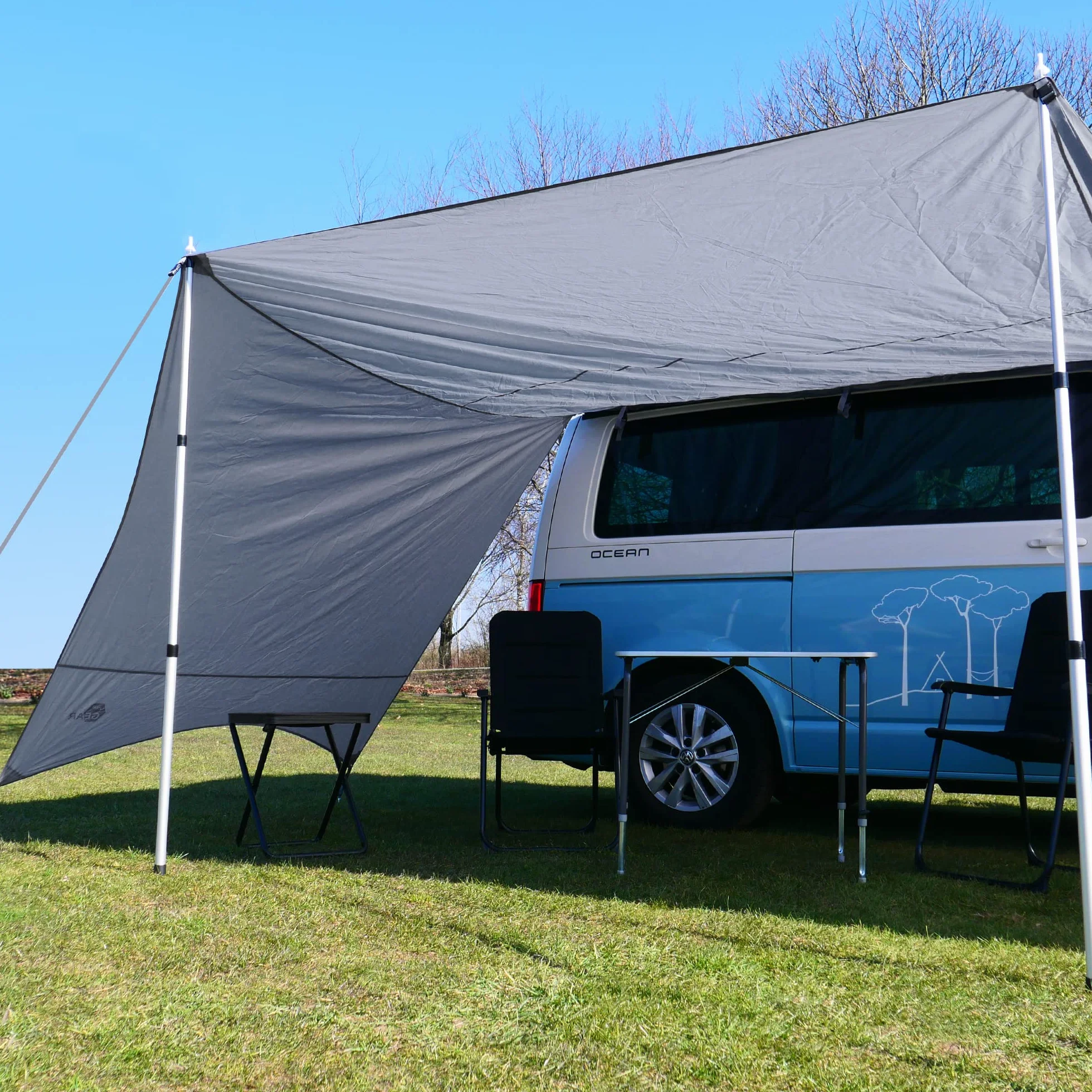YourGEAR - Telo parasole per casa Tropea con pareti laterali, impermeabile, protezione UV 50, colonna d'acqua di 5000 mm, copertura parasole, per furgoni da campeggio, furgoni, auto, con barre di