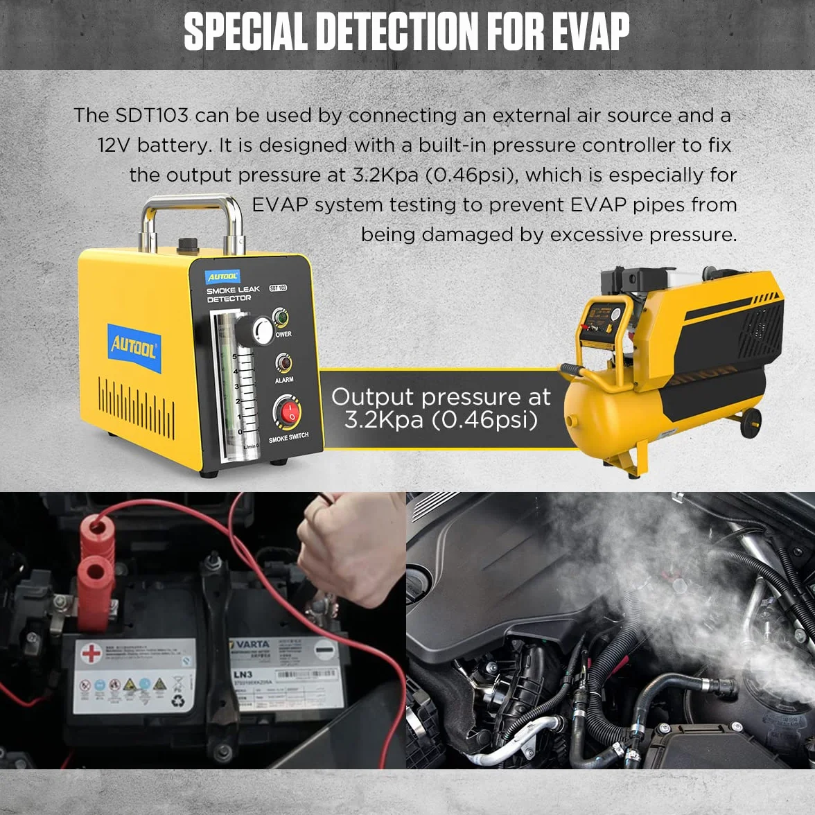 AUTOOL SDT103 Macchina per Fumo Auto Rilevatore Perdite Evap Dispositivo Diagnostico 12V
