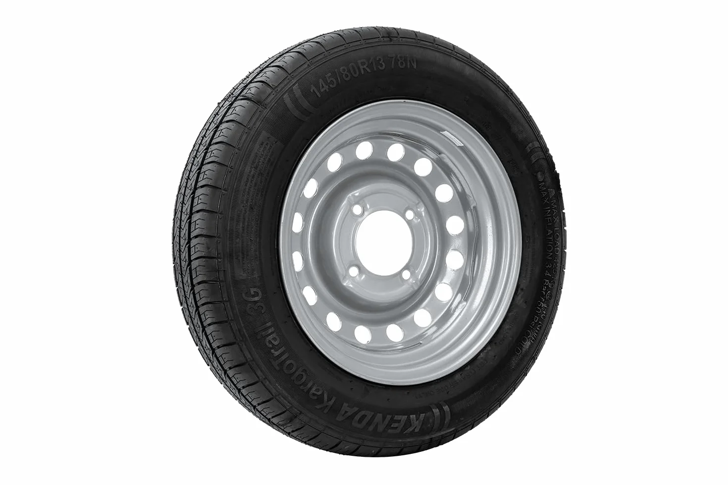KENDA Ruota Completa per Rimorchio 145/80 R13 78N, Massima Stabilità e Sicurezza con Cerchio in Acciaio 4Jx13 H2 4x115 ET0 per Rimorchi Leggeri e da Campeggio