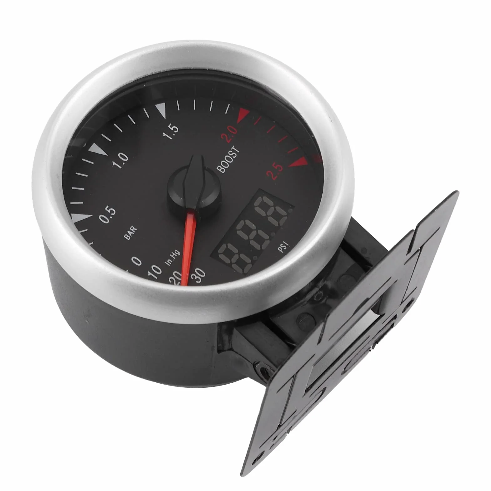 aqxreight - Manometro Turbo, 60 Mm / 2,5 Pollici 12V Indicatore Turbo Boost per Auto LED Universale -30-2,5 BAR Controllo Indicatore LED