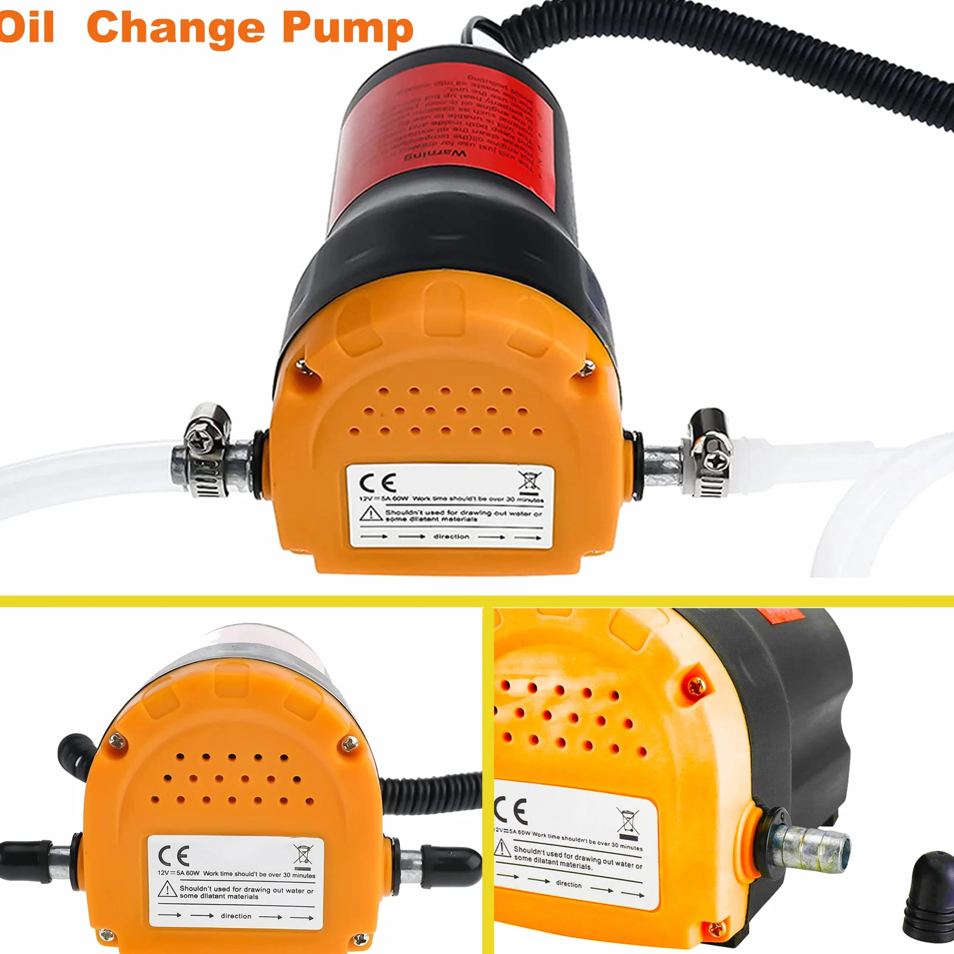 Pompa per Cambio Olio 12V 60W, Pompa di Estrazione Fluido Diesel, Pompa di Aspirazione con Tubi per Barca, Camion, RV, ATV