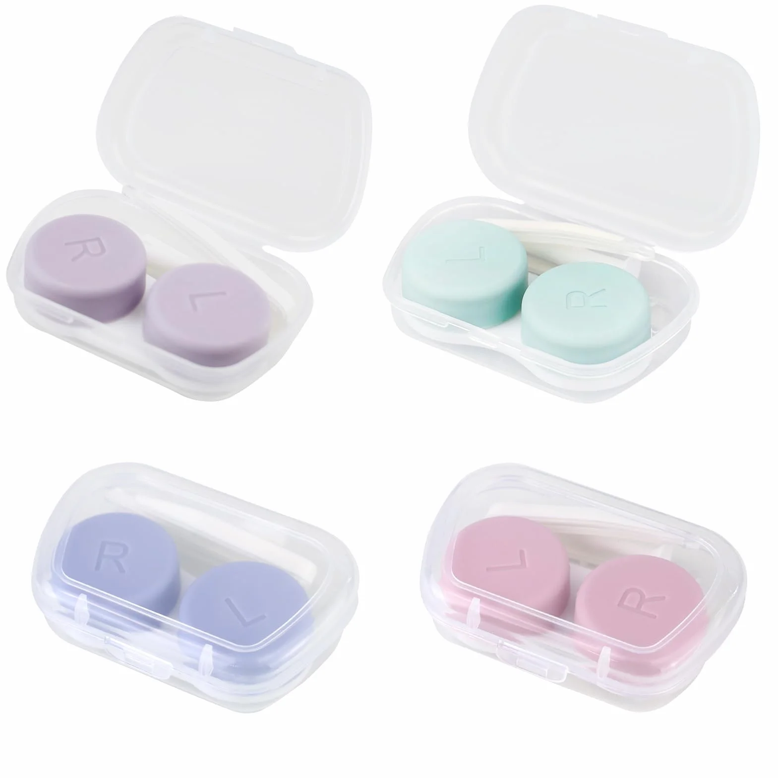 Custodie per lenti a contatto portatili, verde, blu, viola, rosa