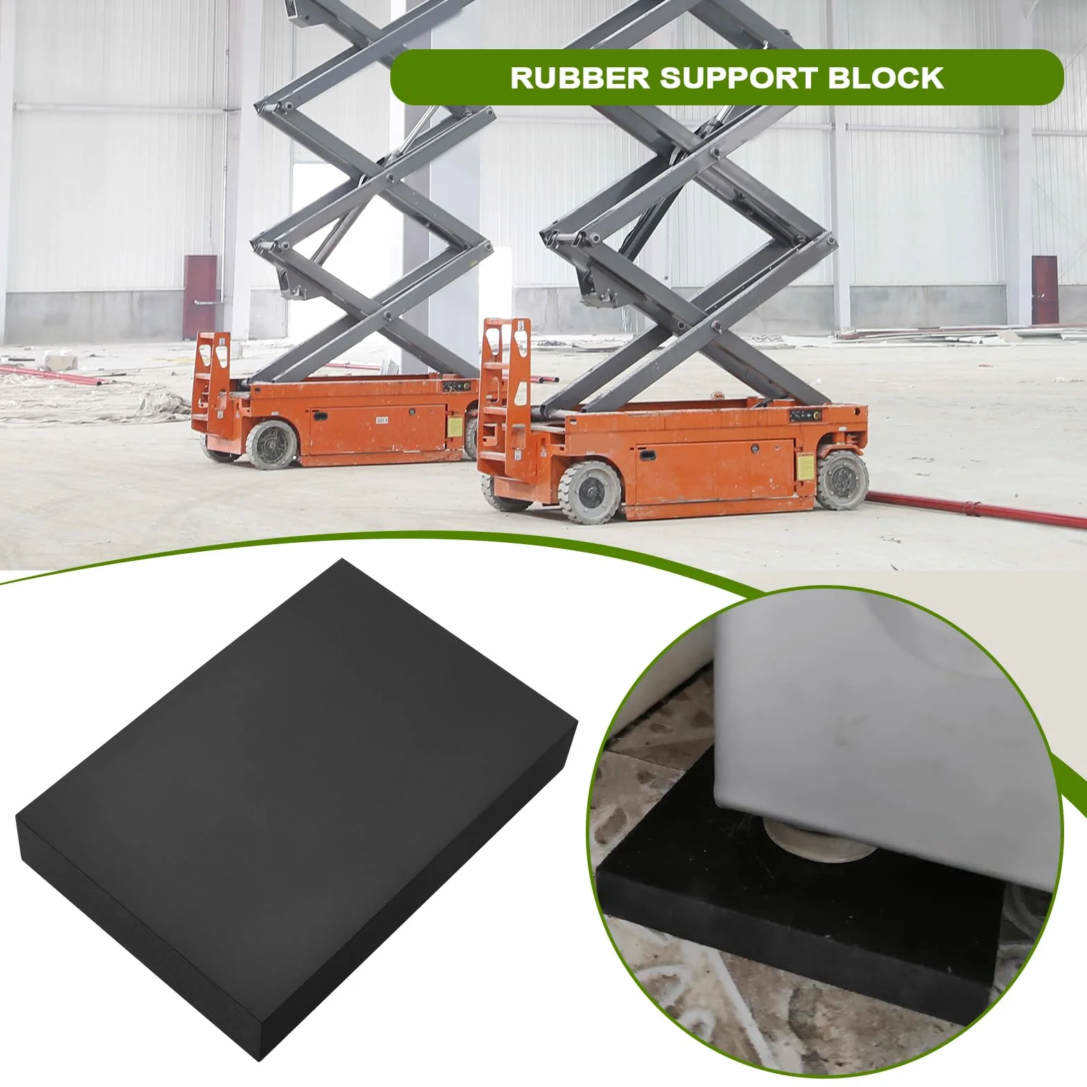 Gomma Supporto Trave Sollevamento 120x80x20mm Pezzi 2 per Sollevatore Auto Forbice Nero