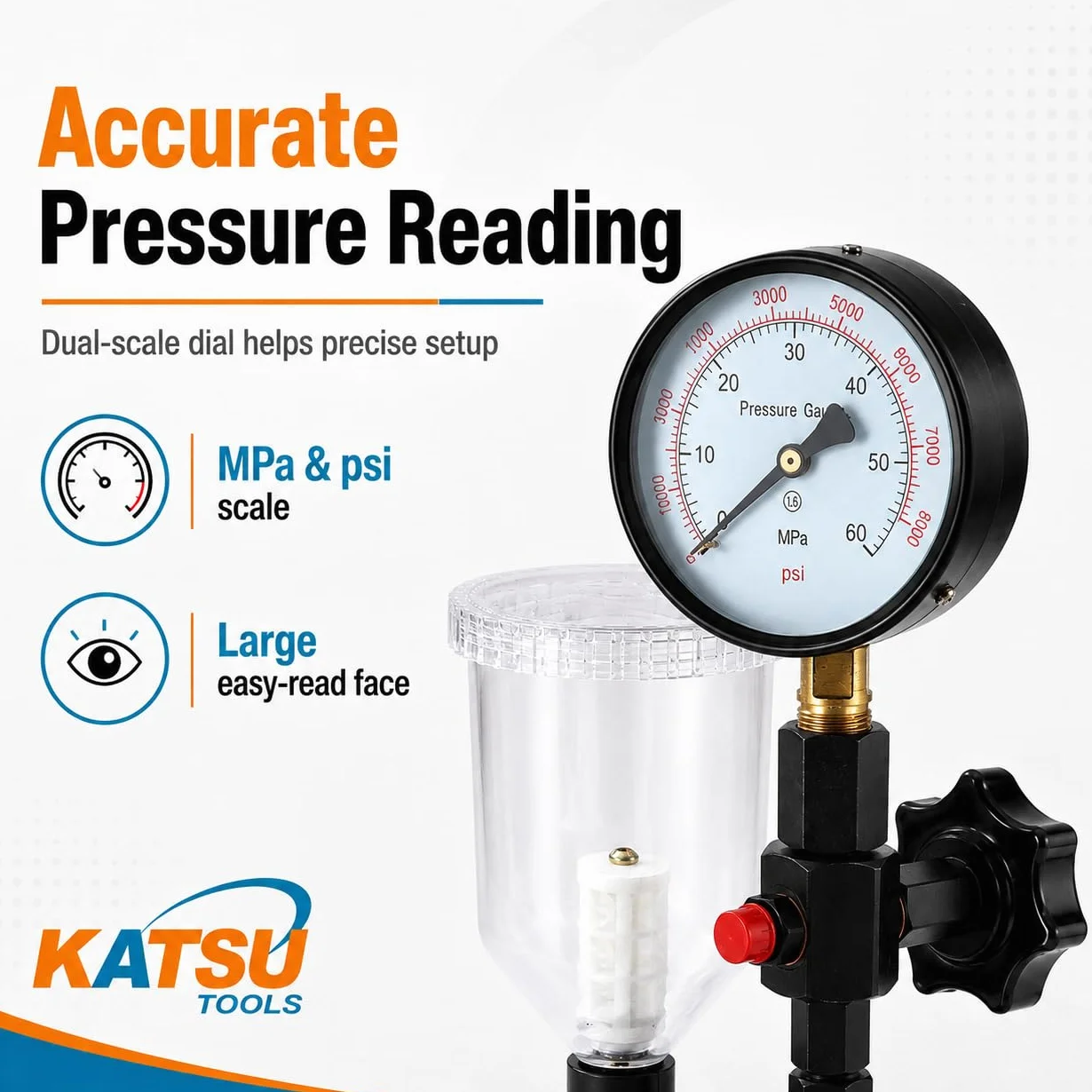 KATSU Tester Pressione per Ugelli Iniettori Motori Diesel da Macchina e Camion 600 Bar, 449949
