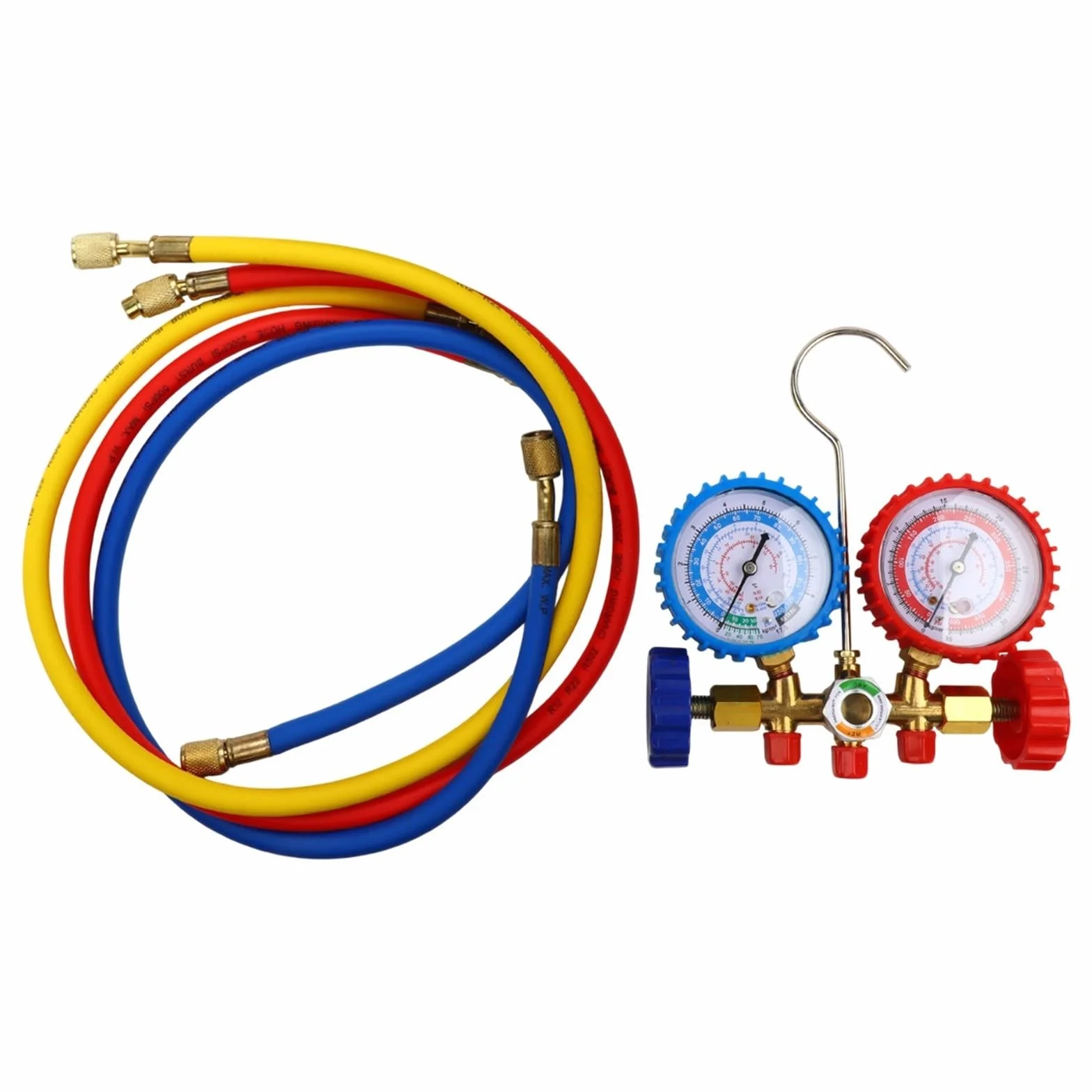 Kit di misurazione per collettore diagnostico, a 3 vie, per aria condizionata, fluoro, per R134, R12, R22, R404