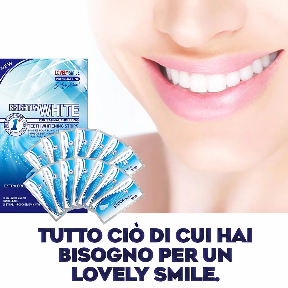 RAY OF SMILE Strisce Sbiancanti Denti Pacchetto XXL Kit Sbiancante Rapido Senza Perossido