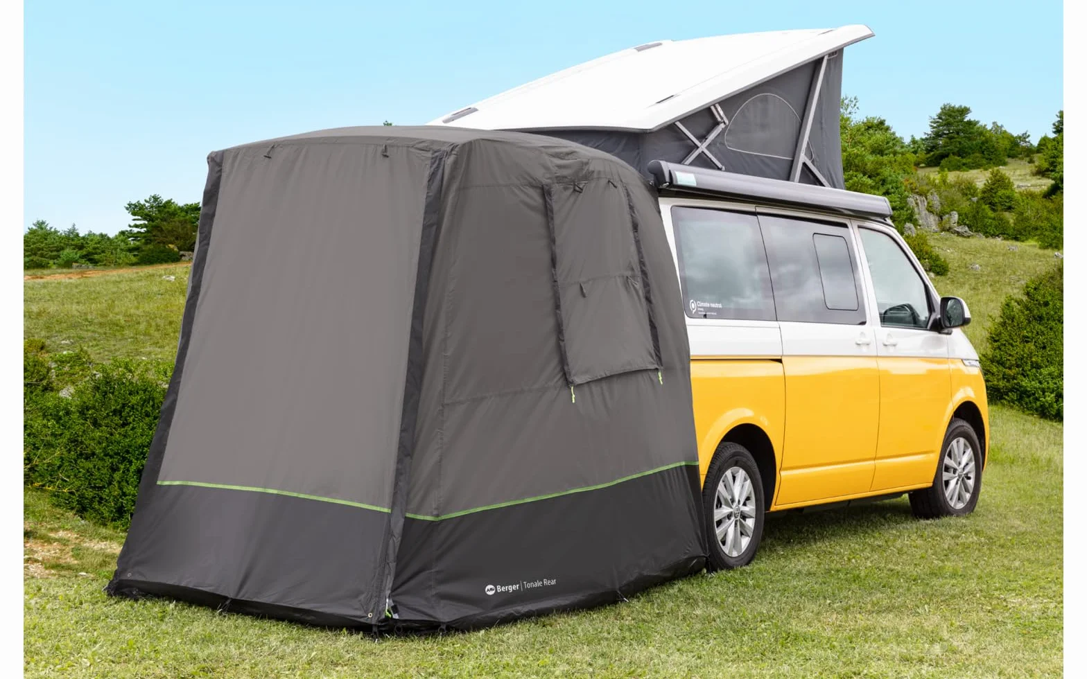 BERGER Tenda Posteriore Tonale per Van, Impermeabile con Zanzariera, Protezione UV+ Spazio Extra