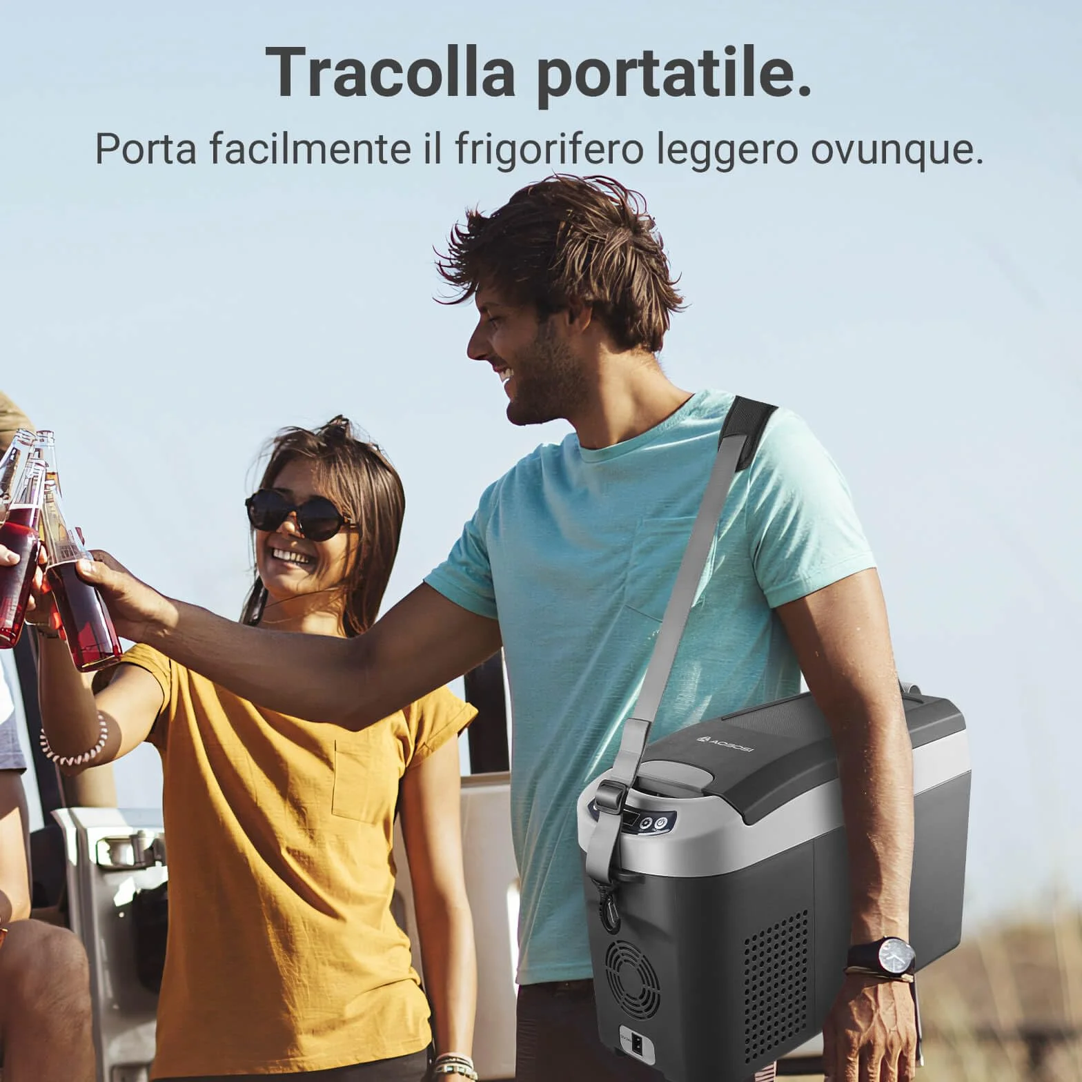 AAOBOSI Frigo Portatile 15 litri, 12V/24V DC Frigoriferi Portatile, Contenitore refrigerante per compressore per Auto Camion Picnic Campeggio da -20℃ a 20℃