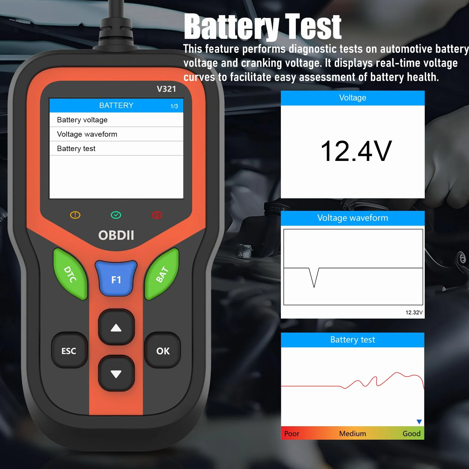 Scanner OBD2 EOBD Diagnostica Professionale per Tutti i Veicoli Lettura Codici Motore