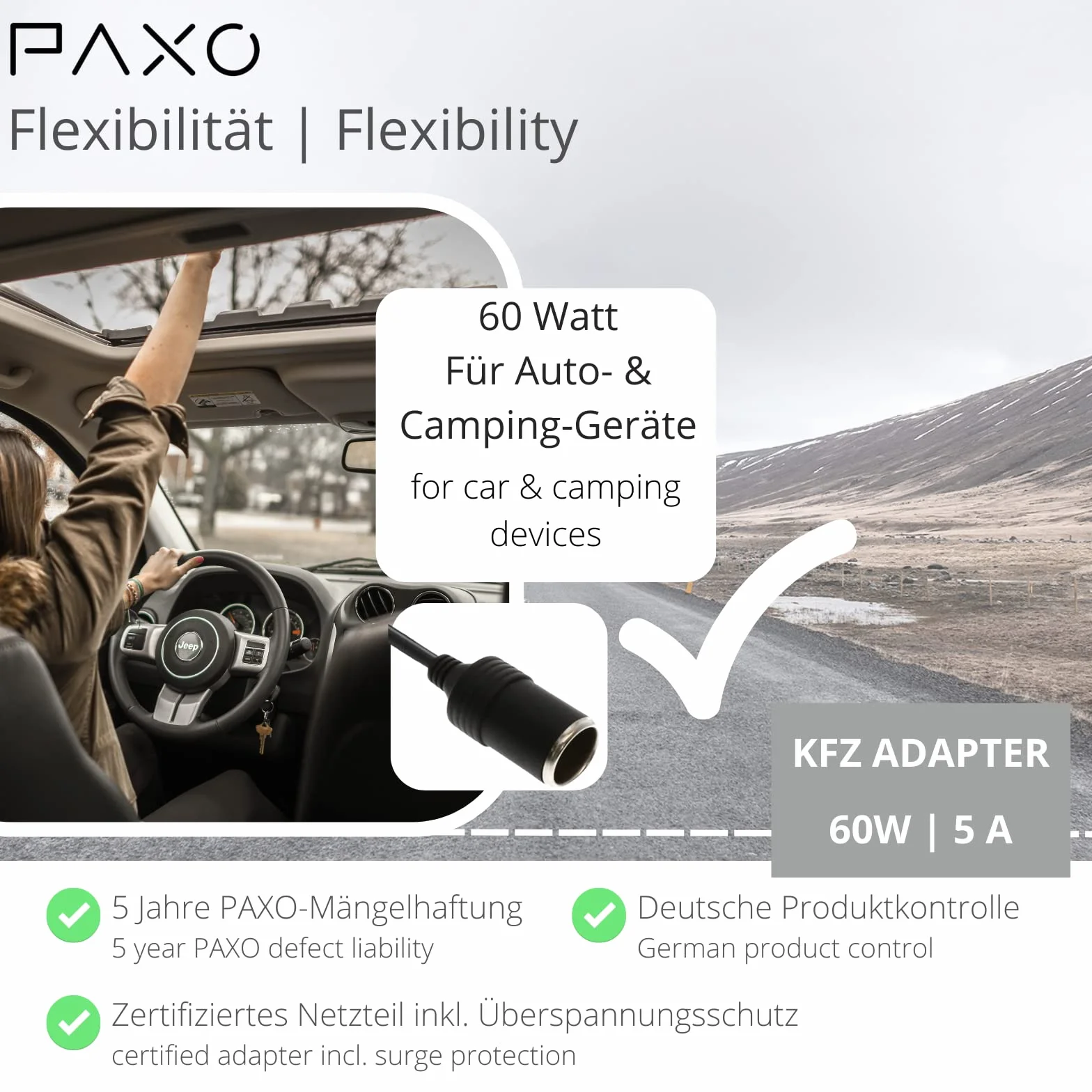 Adattatore di alimentazione per auto 60W 5A 12V convertitore di tensione con presa accendisigari