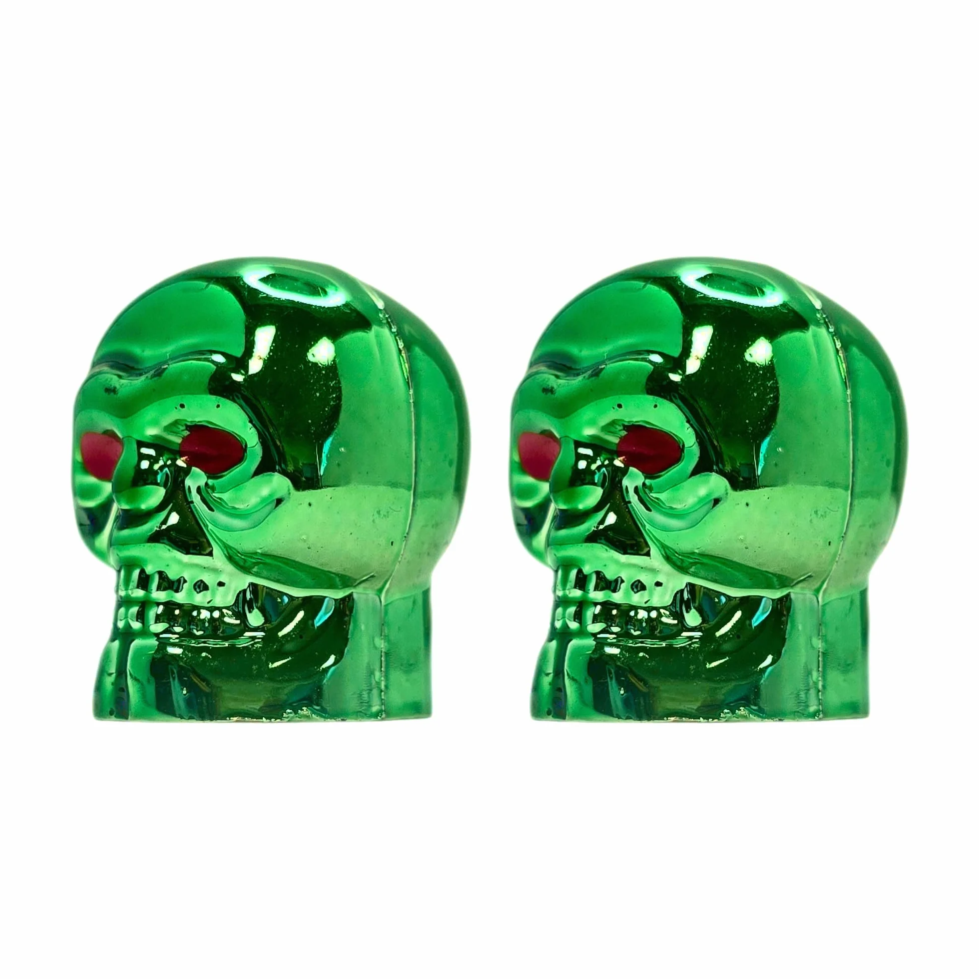 cyclingcolors 2x Cappucci delle valvole cappuccio tappi valvola forma di teschio in plastica Schrader per pneumatici bici moto auto auto quad monopattino, verde