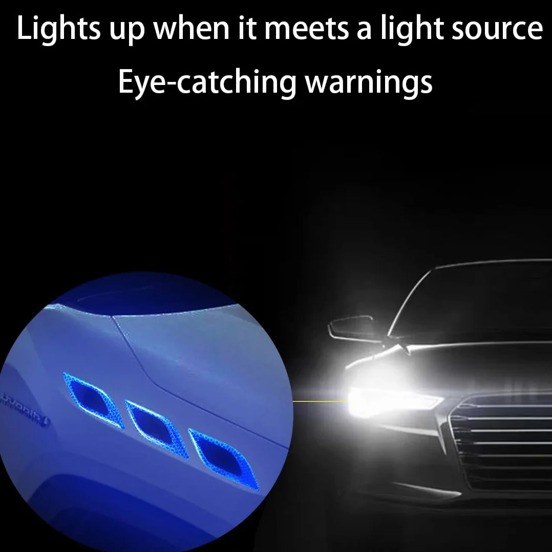 6 PZ 3D forte adesivo striscia riflettente,Auto parafango cappuccio paraurti decalcomania riflettente,Decalcomania riflettente ad alta intensità per la visibilità notturna per auto SUV (Blu)