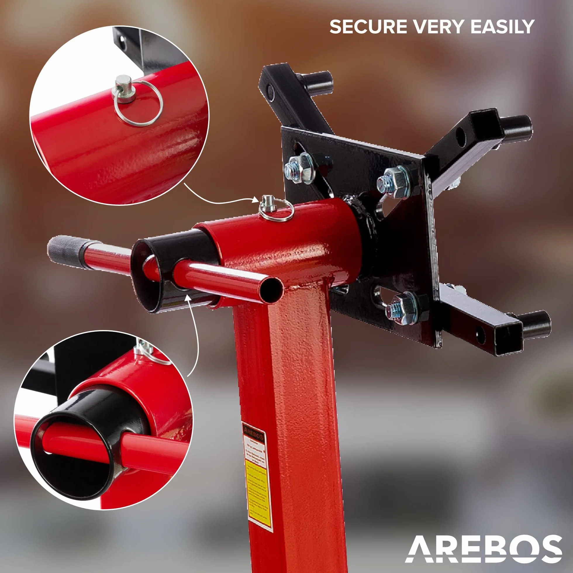 AREBOS Supporto Motore 570 kg 360° Girevole Rosso Massiccio Robusto