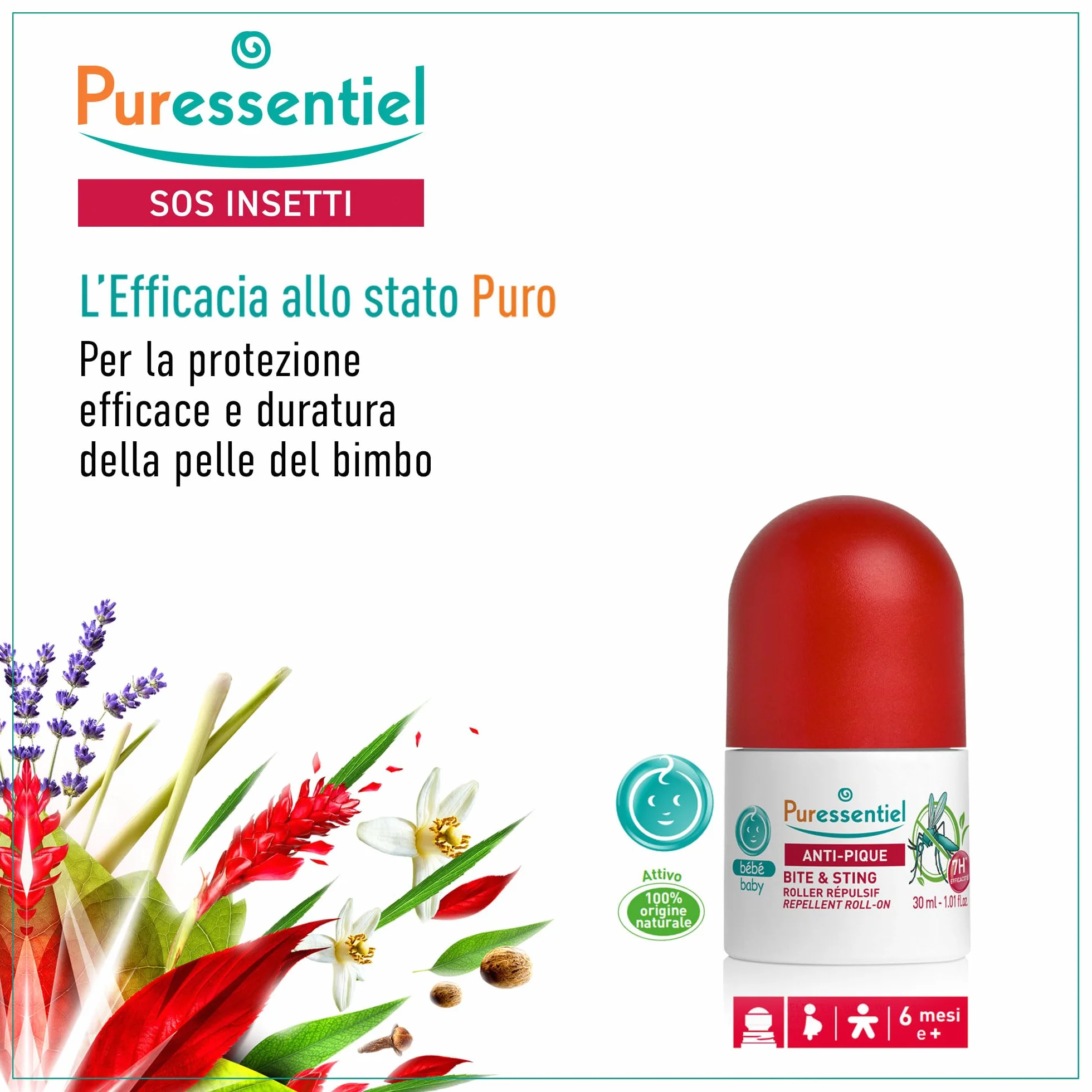 Puressentiel Sos Insetti Roll-on Bimbo Protezione Insetti 30 ml