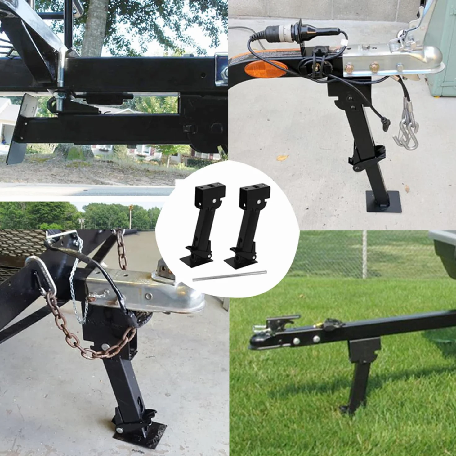 2 Pezzi Piedini Stazionamento Camper,Cric Di Parcheggio,Martinetto Stabilizzatore Per Camper,Supporto Parcheggio Martinetto Regolabile Da 650 Libbre,Adatto Per Camper,Roulotte,Ecc.(Nero)
