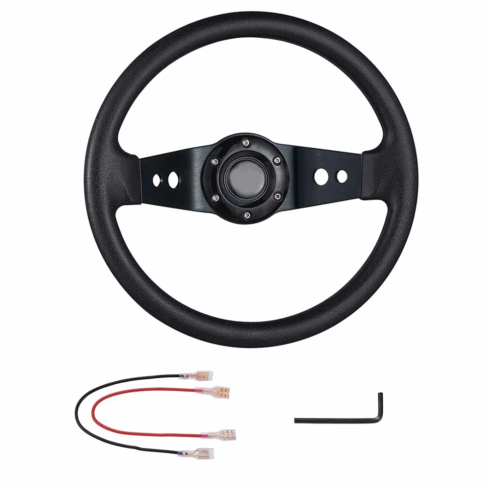 Volante da corsa, Volante Sportivo Universale Volante for auto a 2 razze intenso 320mm diametro universale in pelle di alluminio(Black)