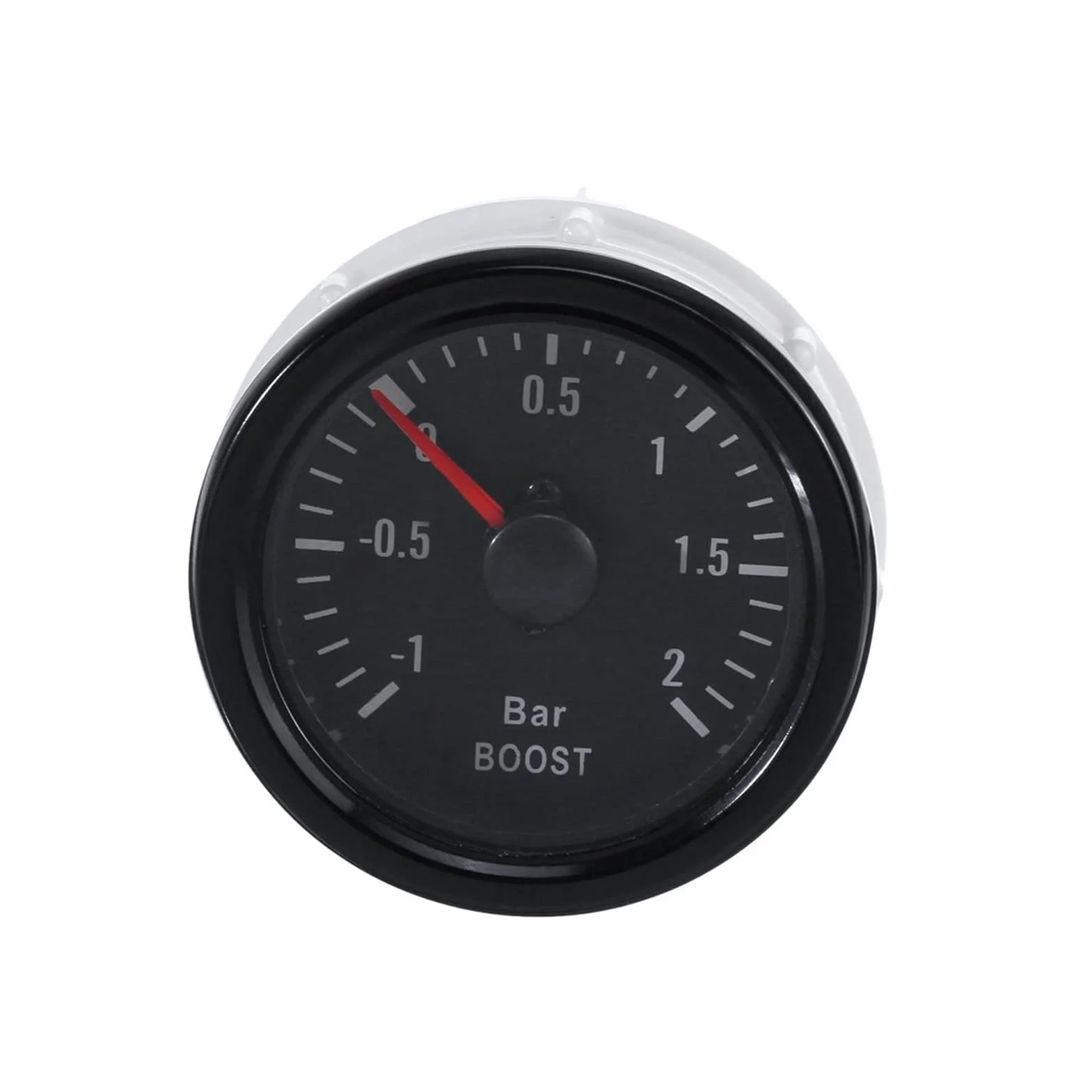 Meccanico Turbo Boost Manometro -1 ~ +2 Bar 2 "52mm Bianco PORTATO Display Black Bezel 12V Universal Boost Puntainter Meter Misuratore di Spinta