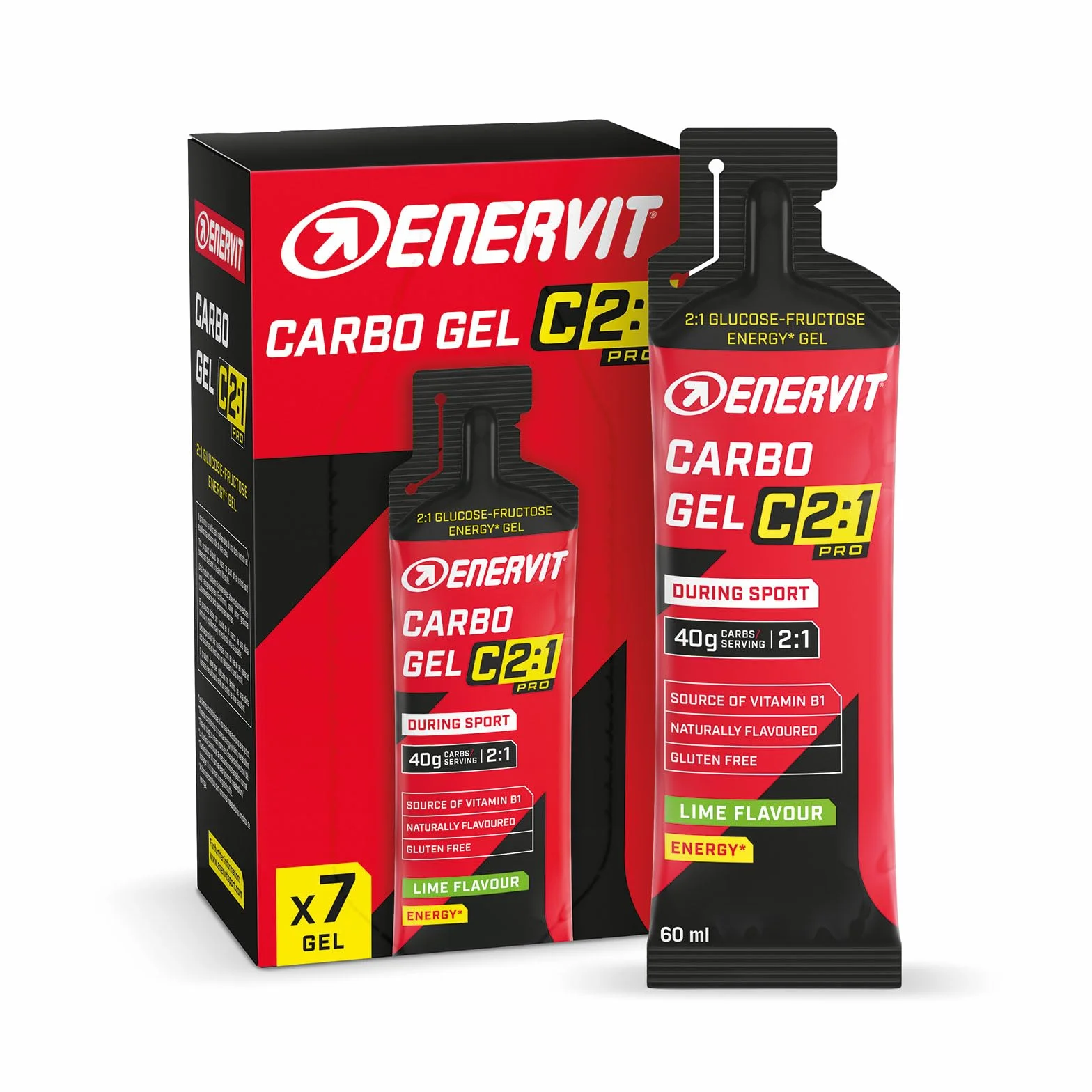Enervit Carbo Gel C2:1PRO Lime Gel Energetico 40g Carboidrati 7x60ml