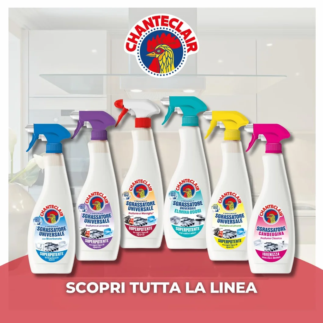Chanteclair Sgrassatore Universale Superpotente Profumo di Marsiglia 1 Spray + 2 Ricariche 700 ml