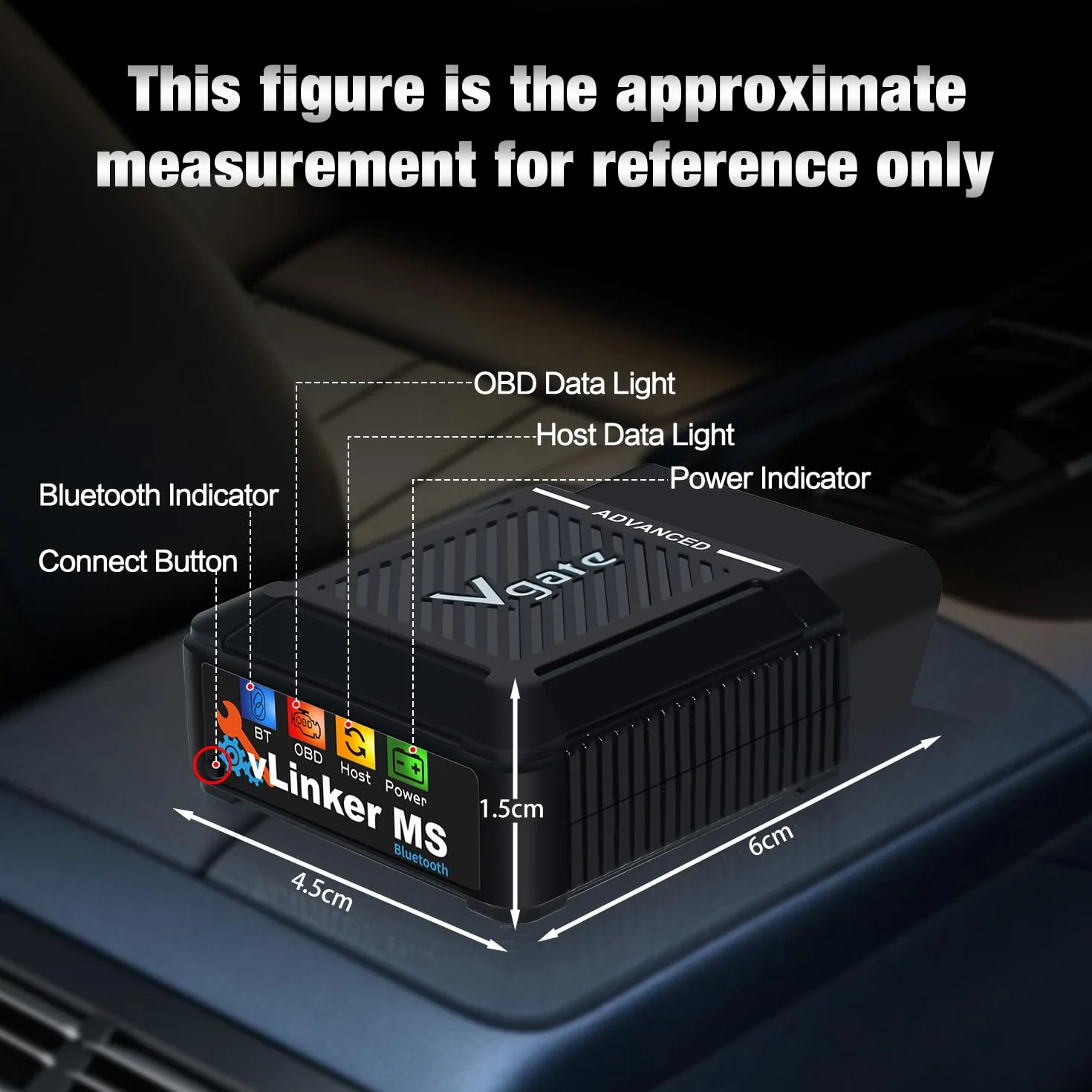 Vgate vLinker MS Bluetooth MFI OBD2 diagnostico lettore codici errore OBDII compatibile iOS Android Windows