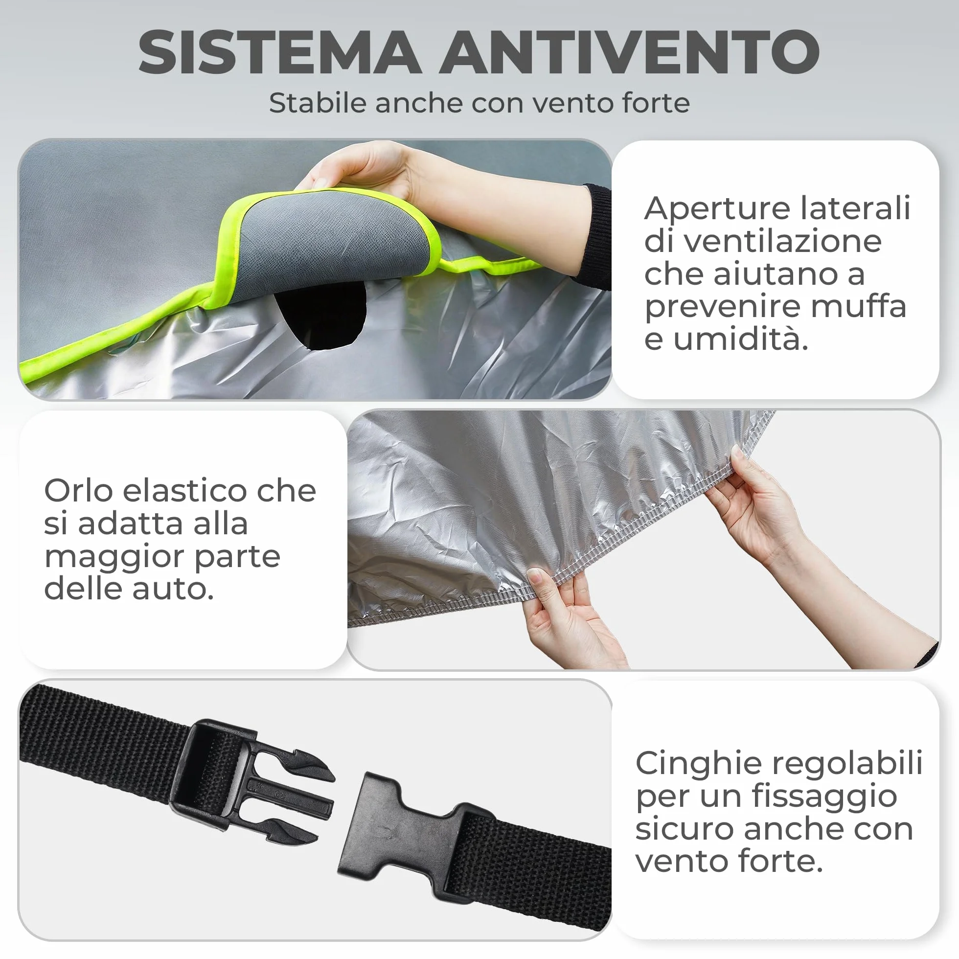 Telo Antigrandine per Auto Imbottito Spesso Impermeabile con Zip Laterale, Copriauto 3 Strati EVA Antiurto, Protezione UV Pioggia Neve Vento (AUTO L:483 * 178 * 120 cm)