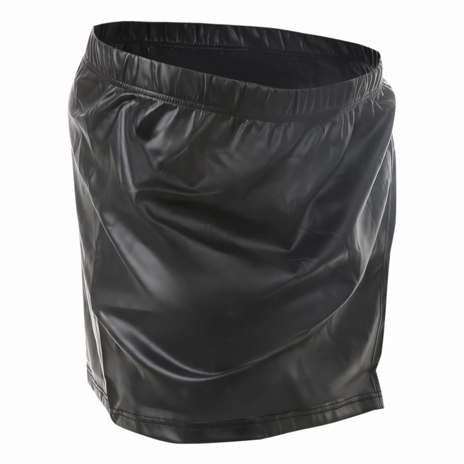 Gonna uomo pelle sintetica spacco laterale aderente vita bassa elastica sexy San Valentino