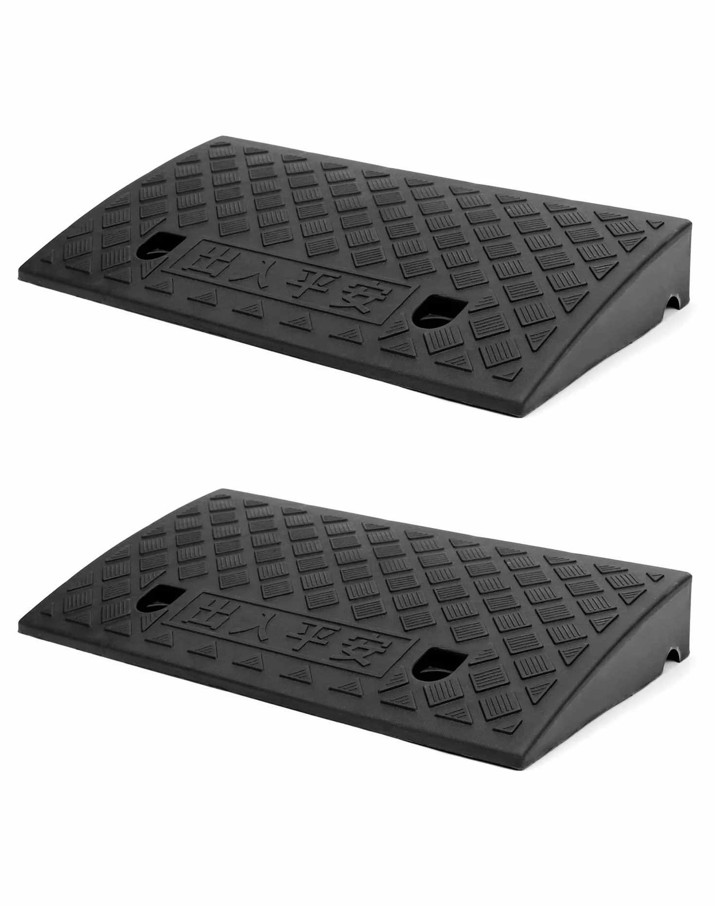 QWORK® 2 pezzi rampa carrabile per marciapiede in plastica, rampe auto, per sedie a rotelle, moto, 49x27x7 cm