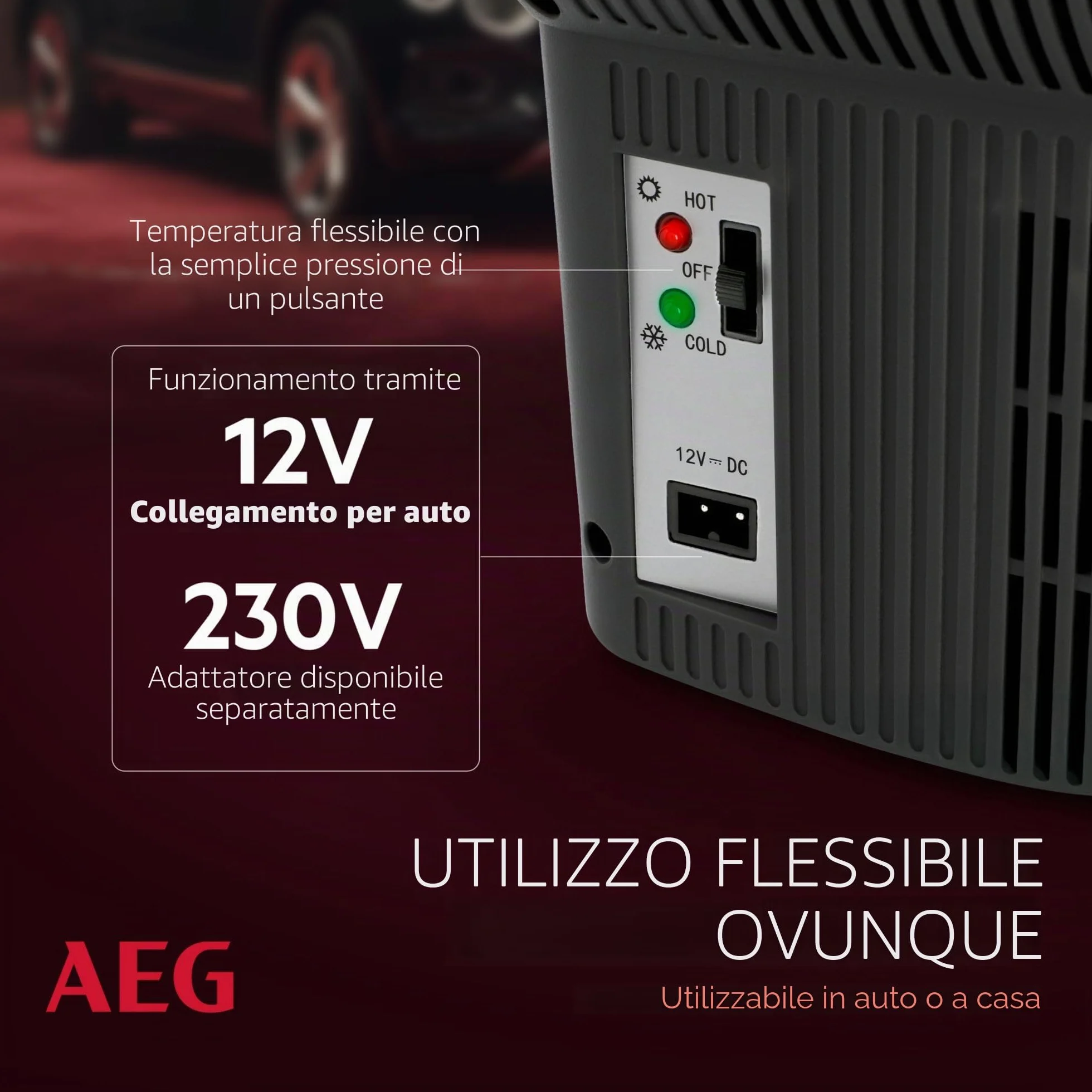 AEG Automotive Board-Bar BK 16 Contenitore termoelettrico refrigerante e scaldino 16 litri, 12 Volt per auto e presa elettrica, può essere fissato all'auto
