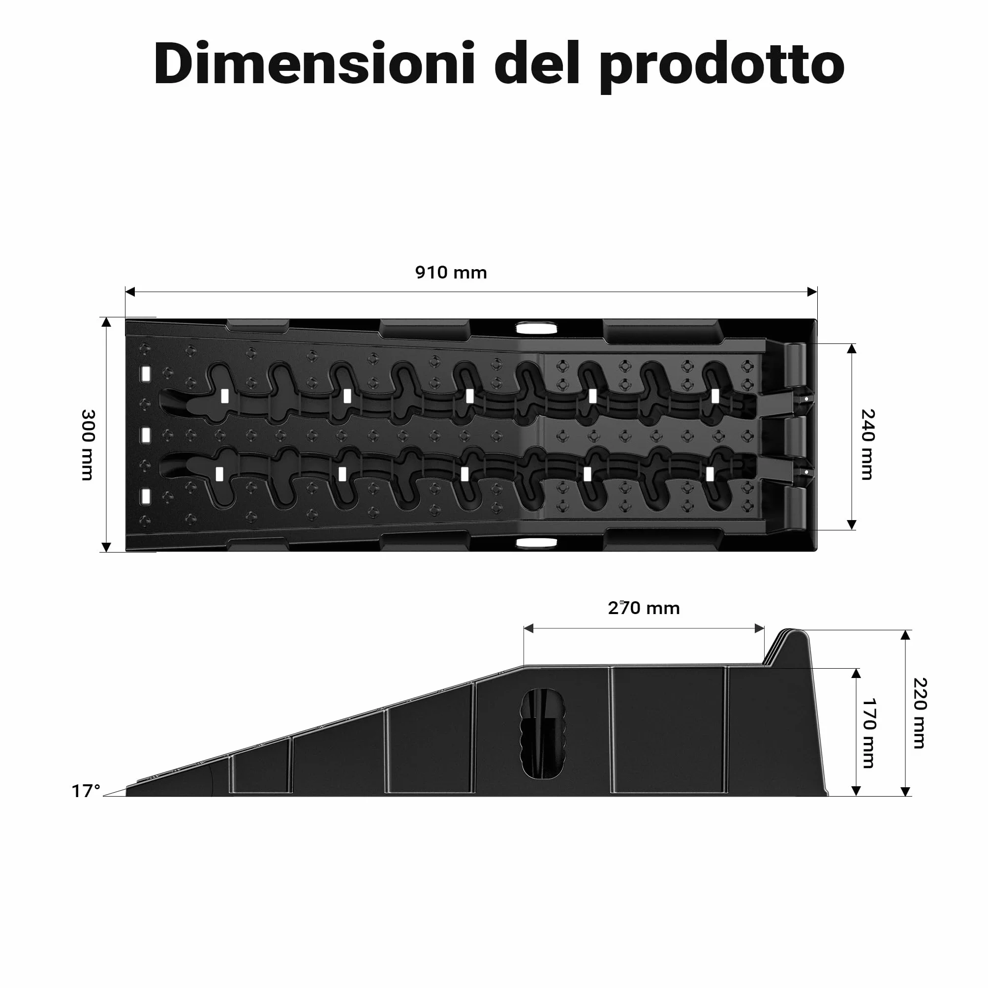 XPOtool Cunei livellatori auto veicoli 2 pz. max 5 t Rampa di livellamento in plastica