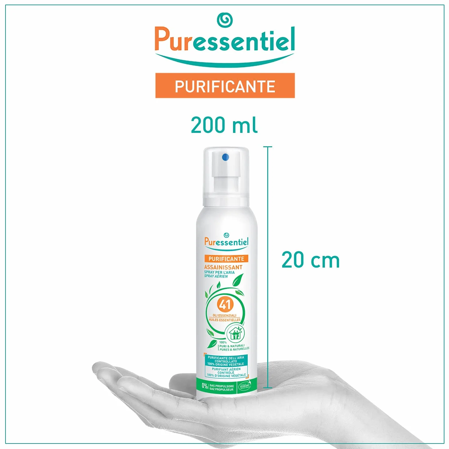 Puressentiel Spray Purificante per l'Aria 41 Oli Essenziali 100% Puri Naturali 200 ml