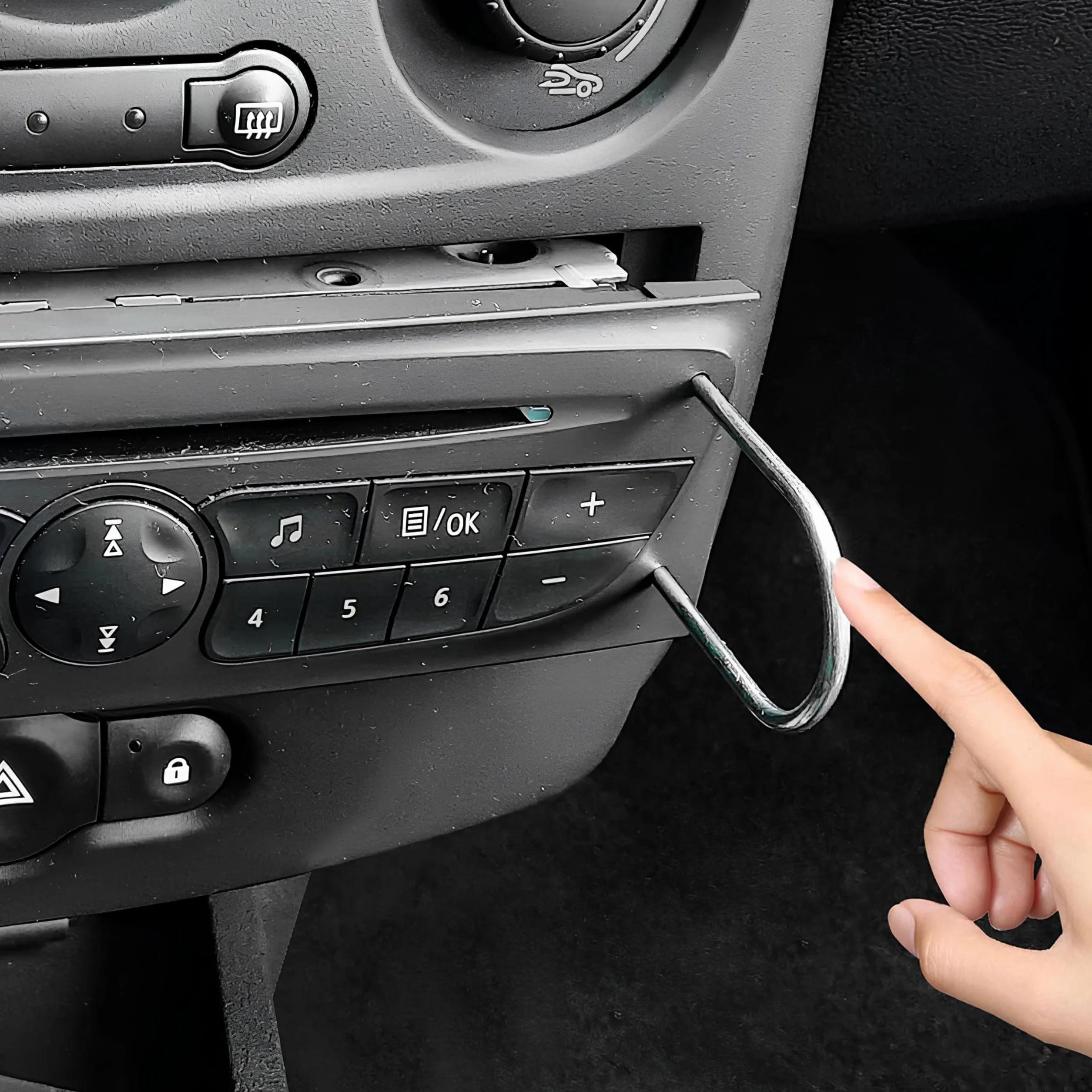 Kit Smontaggio Autoradio 4 Pezzi, Strumento Rimozione in Acciaio Inossidabile, Estrattore