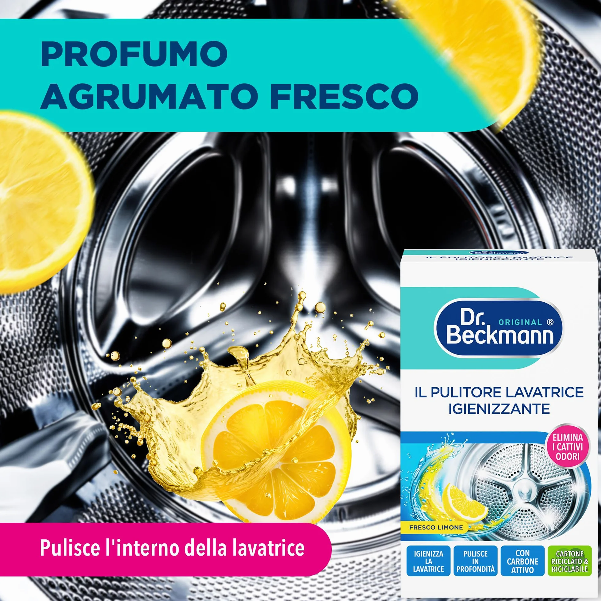 Dr. Beckmann Pulitore Lavatrice Igienizzate 250 g con Carboni Attivi