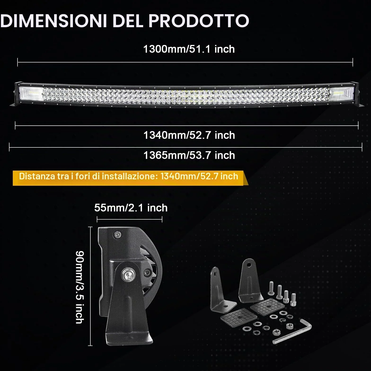 AUXTINGS 132cm 675W Curva Barra LED Fuoristrada Barra Luce a Led Con Cablaggio 12V 24V Combinata di Fascio Spot e Inondazione Fari LED Luci da Lavoro per Trattore Auto Camion Barca 4x4 ATV
