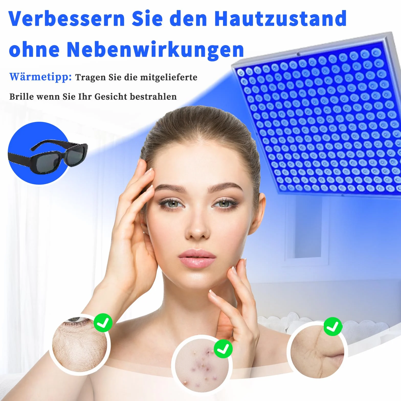 Solarium per la casa 460 NM lampada abbronzante 225 LED supporto pieghevole regolabile gancio sospeso corpo viso