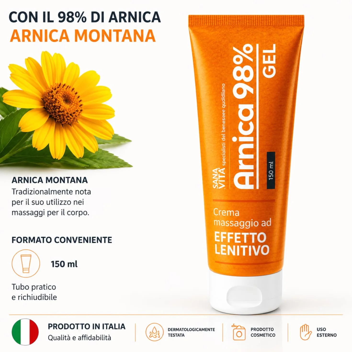 Sanavita Arnica Gel Forte 98% Crema Lenitivo 150ml