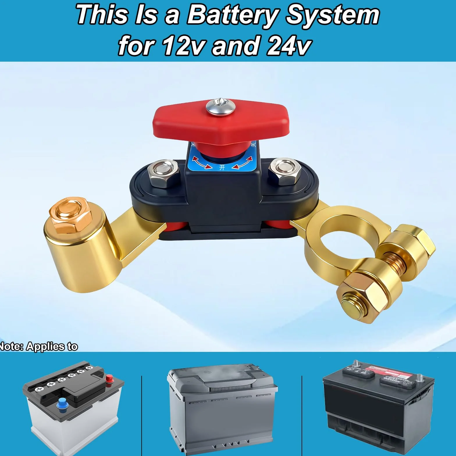 Interruttore di scollegamento della batteria per auto ad alta resistenza, interruttore di interruzione della batteria da 12 V a 24 V con struttura in rame puro, interruttore di interruzione